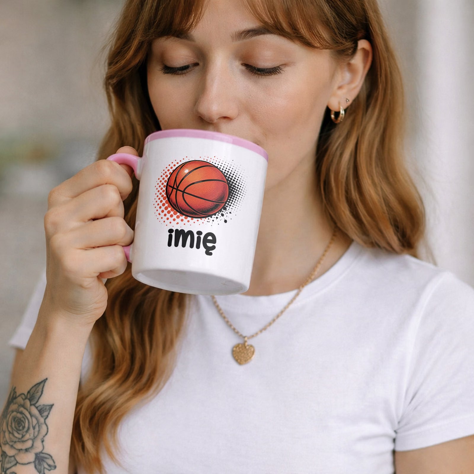 Zestaw Personalizowany Plecak Worek Kubek Różowy Koszykówka Prezent