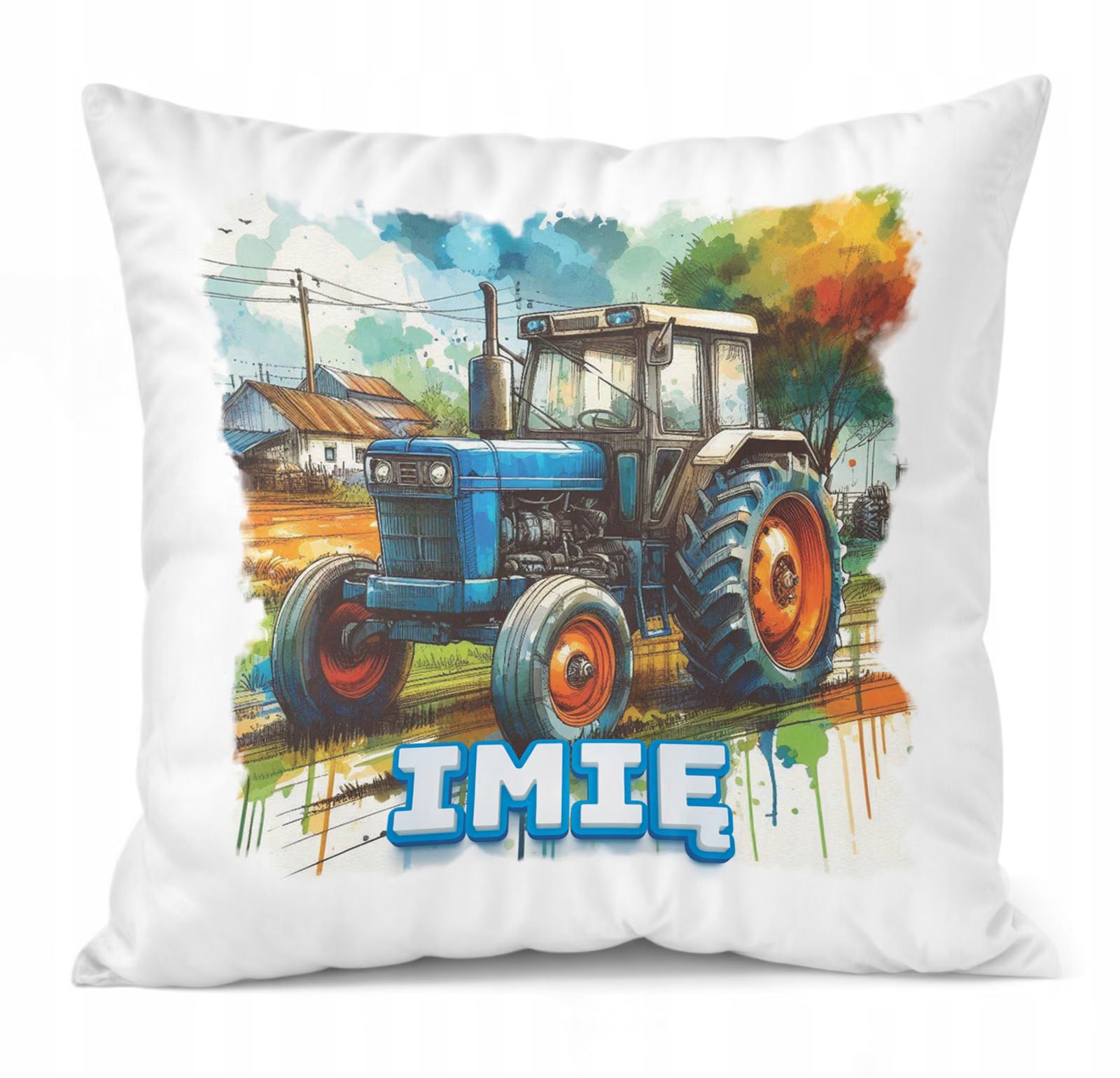 Zestaw Personalizowany Kubek + Poduszka 38×38 cm Traktor Dla Dzieci
