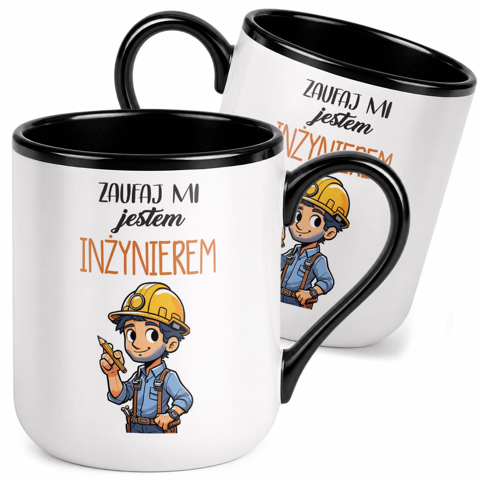 Kubek z nadrukiem Premium Czarny Dla Inżyniera Upominek Prezent