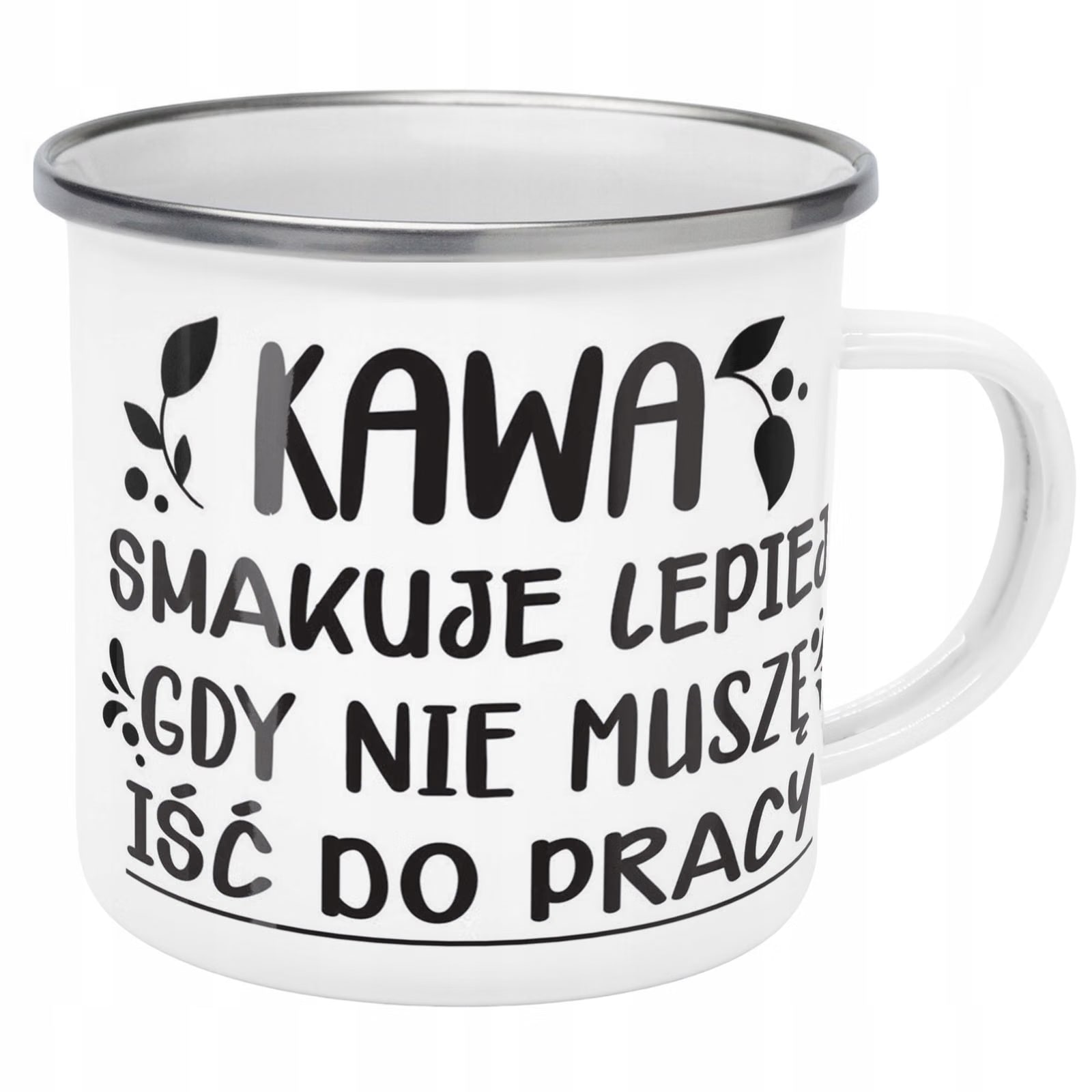 Kubek Emaliowany z okazji Emerytury Dla Emeryta z Nadrukiem Biały Metalowy