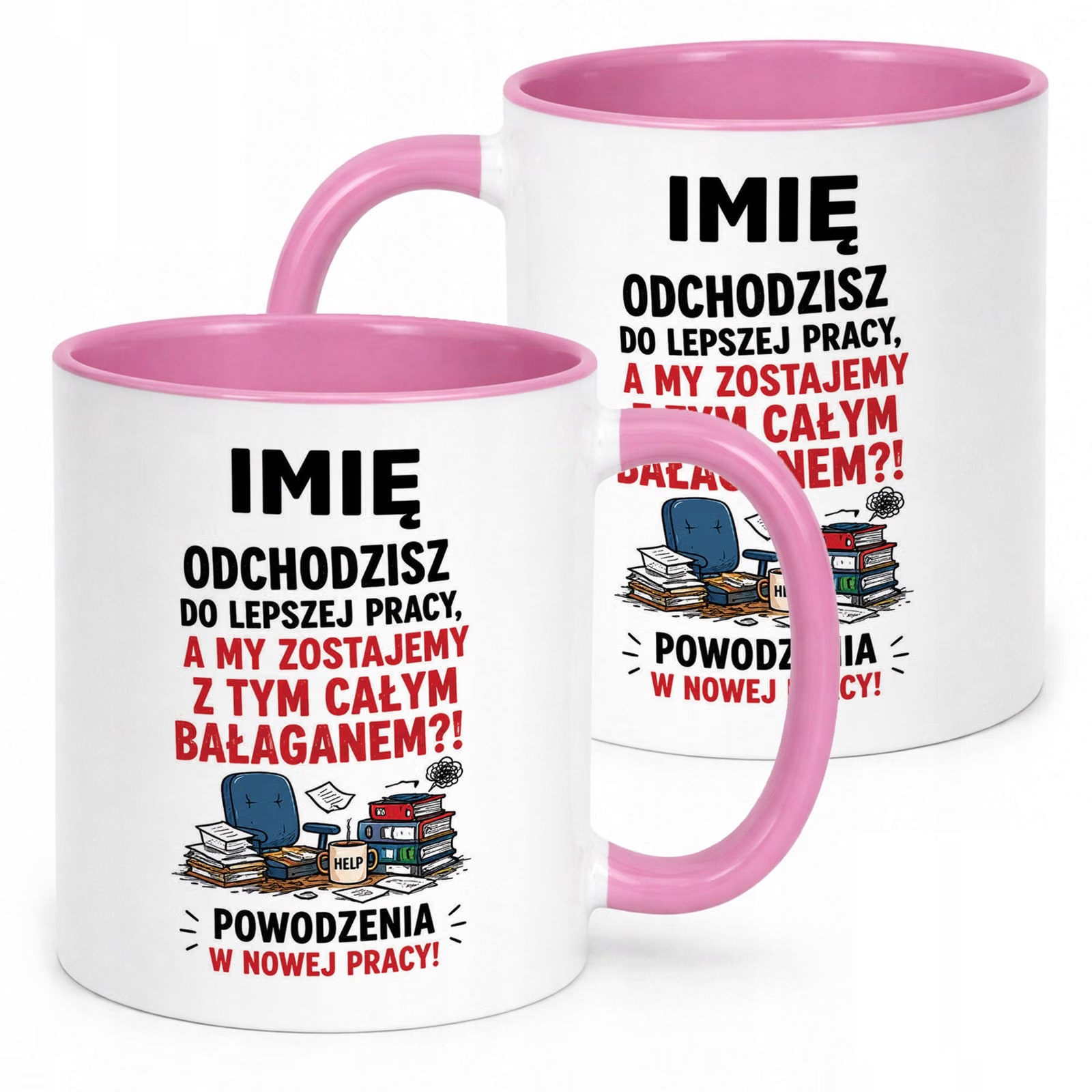 Kubek Różowy Personalizowany z Nadrukiem Pożegnanie Odejście z Pracy