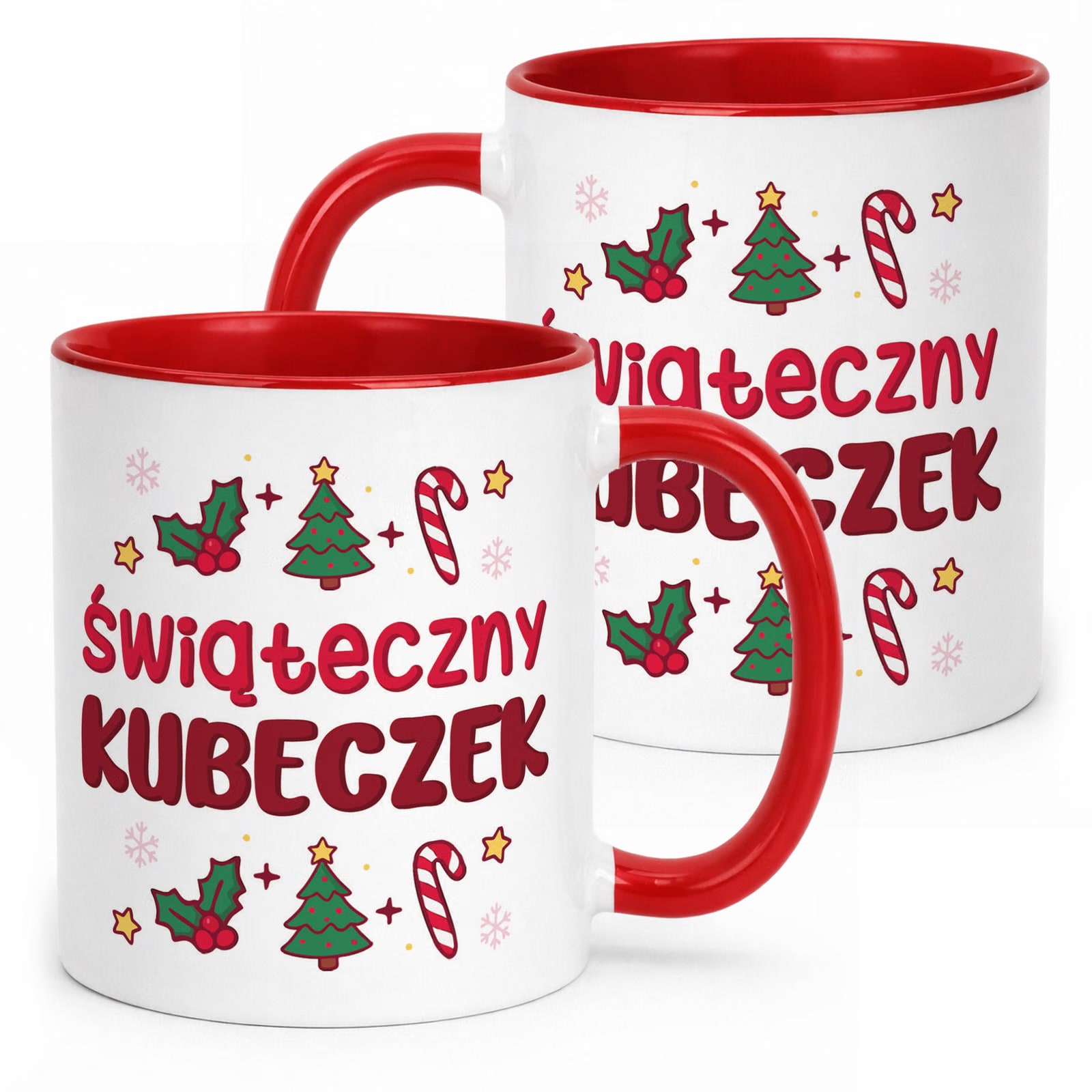 Kubek Czerwony z Nadrukiem Boże Narodzenie Świąteczny Kubeczek Prezent