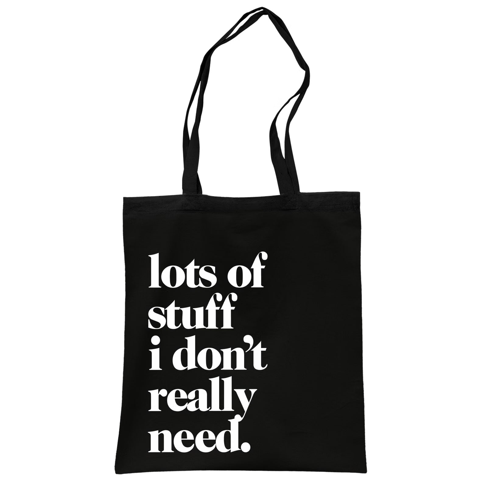 Torba bawełniana czarna na zakupy Lots Of Stuff I Don’t Really Need