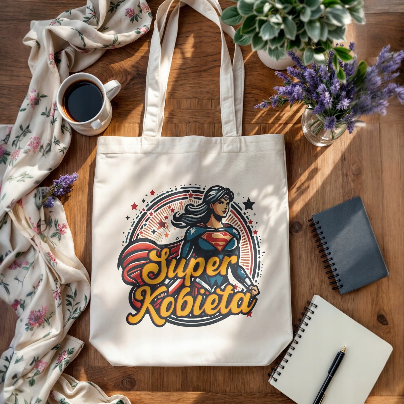 Torba bawełniana premium prezent na Dzień Kobiet Super Kobieta Upominek