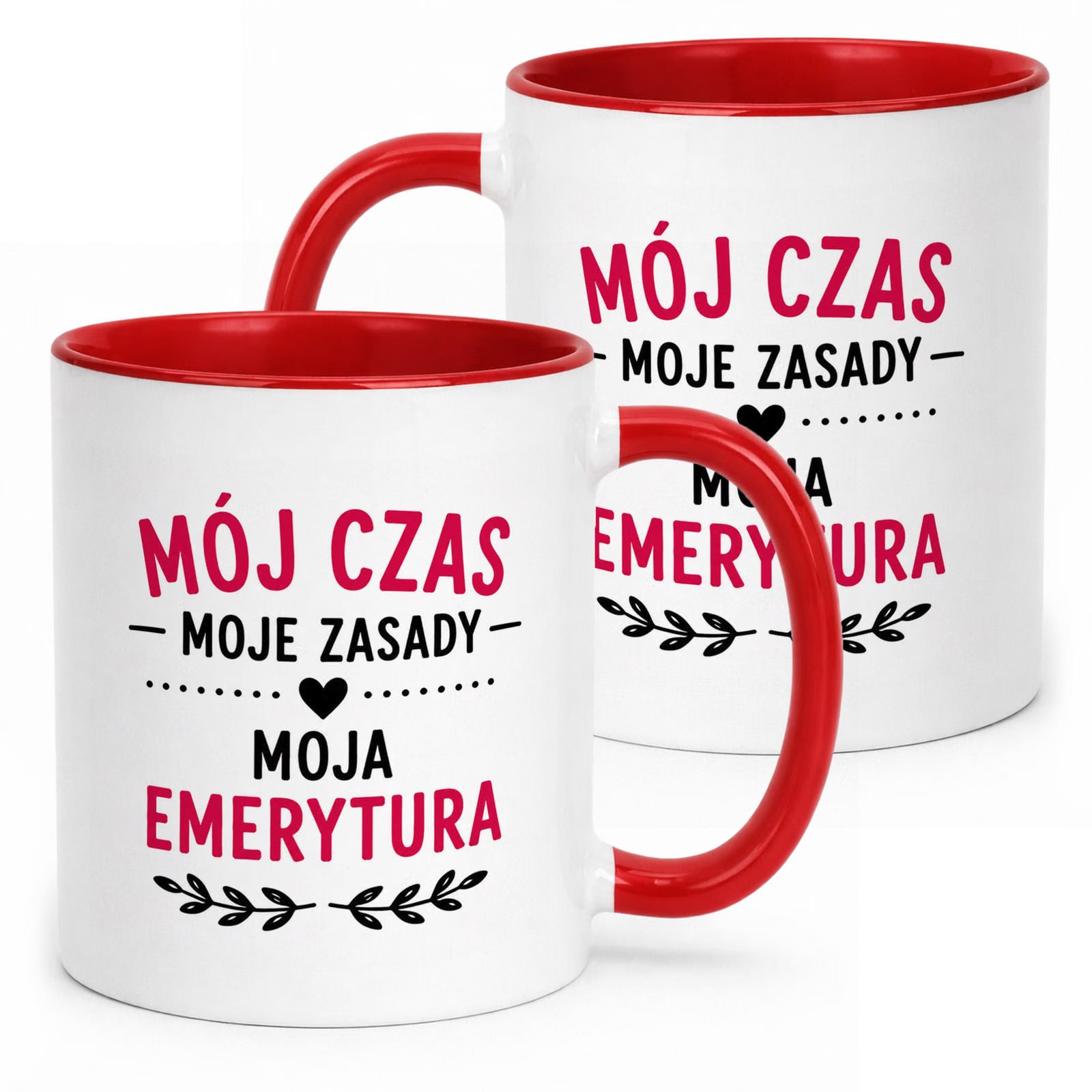 Kubek Czerwony z nadrukiem Emerytura Dla Emerytki Upominek Prezent