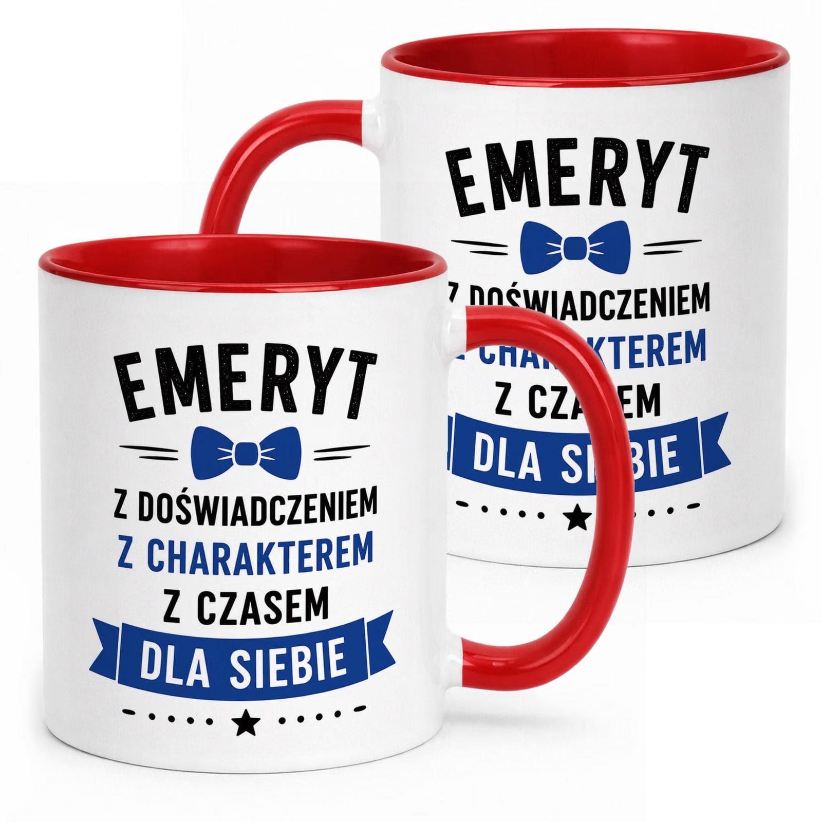 Kubek Czerwony z nadrukiem Emerytura Dla Emeryta Upominek Prezent