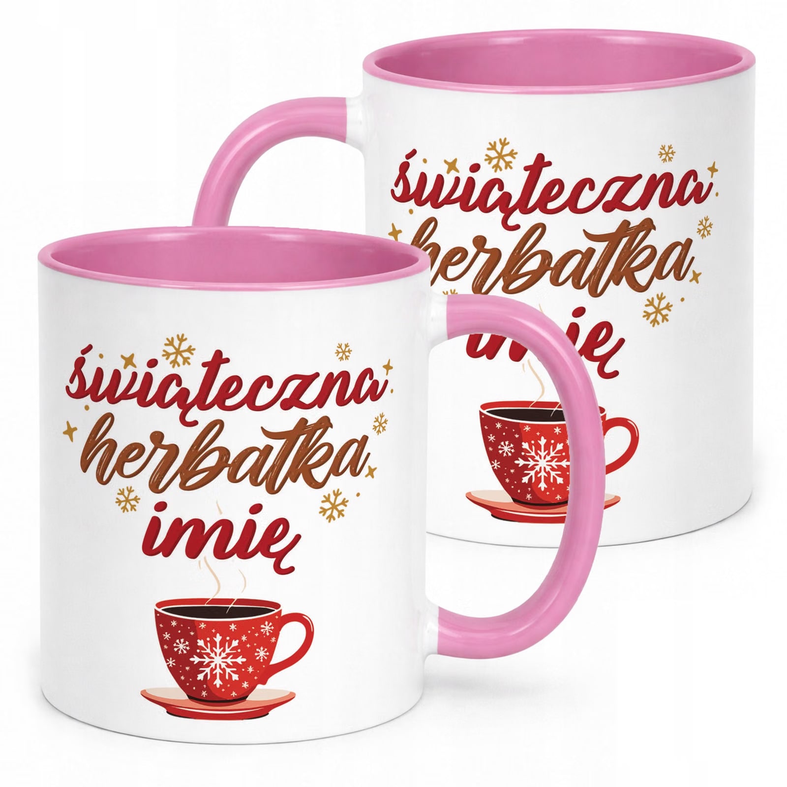 Kubek Różowy Personalizowany z Nadrukiem Boże Narodzenie Święta Prezent