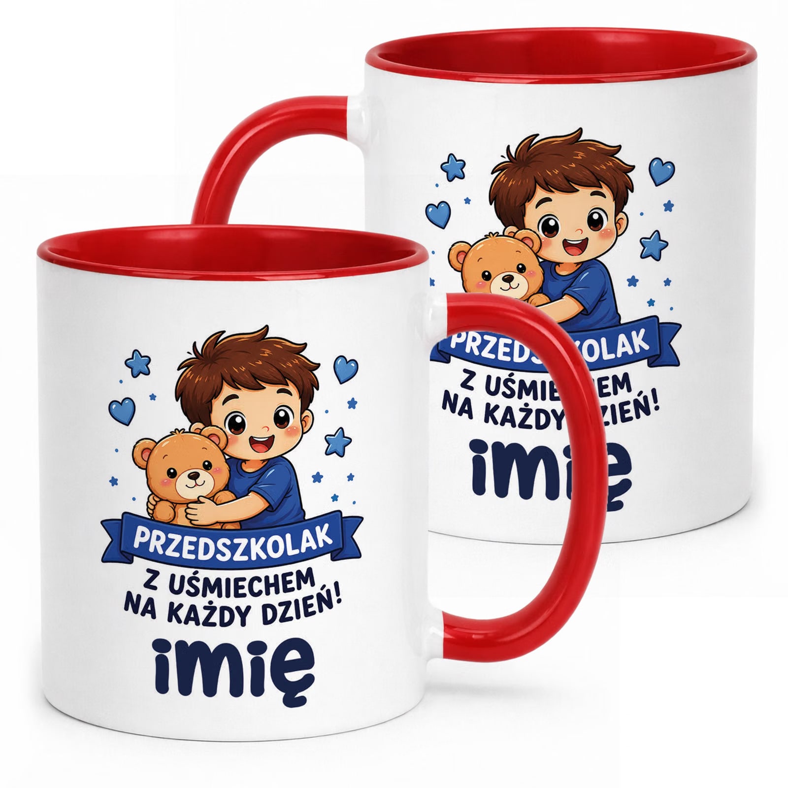 Kubek Czerwony z nadrukiem personalizowany Przedszkolak Szkoła Dla Dzieci