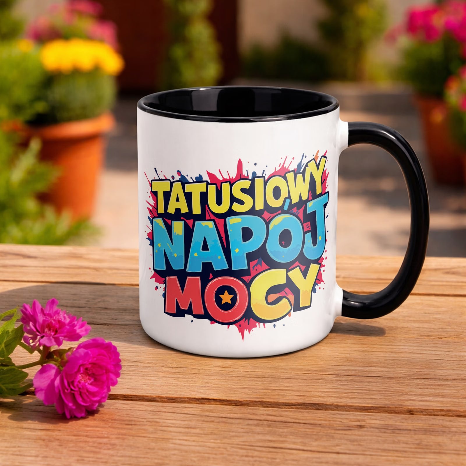 Kubek Czarny Dzień Ojca Dla Taty Tatusiowy Napój Mocy Prezent