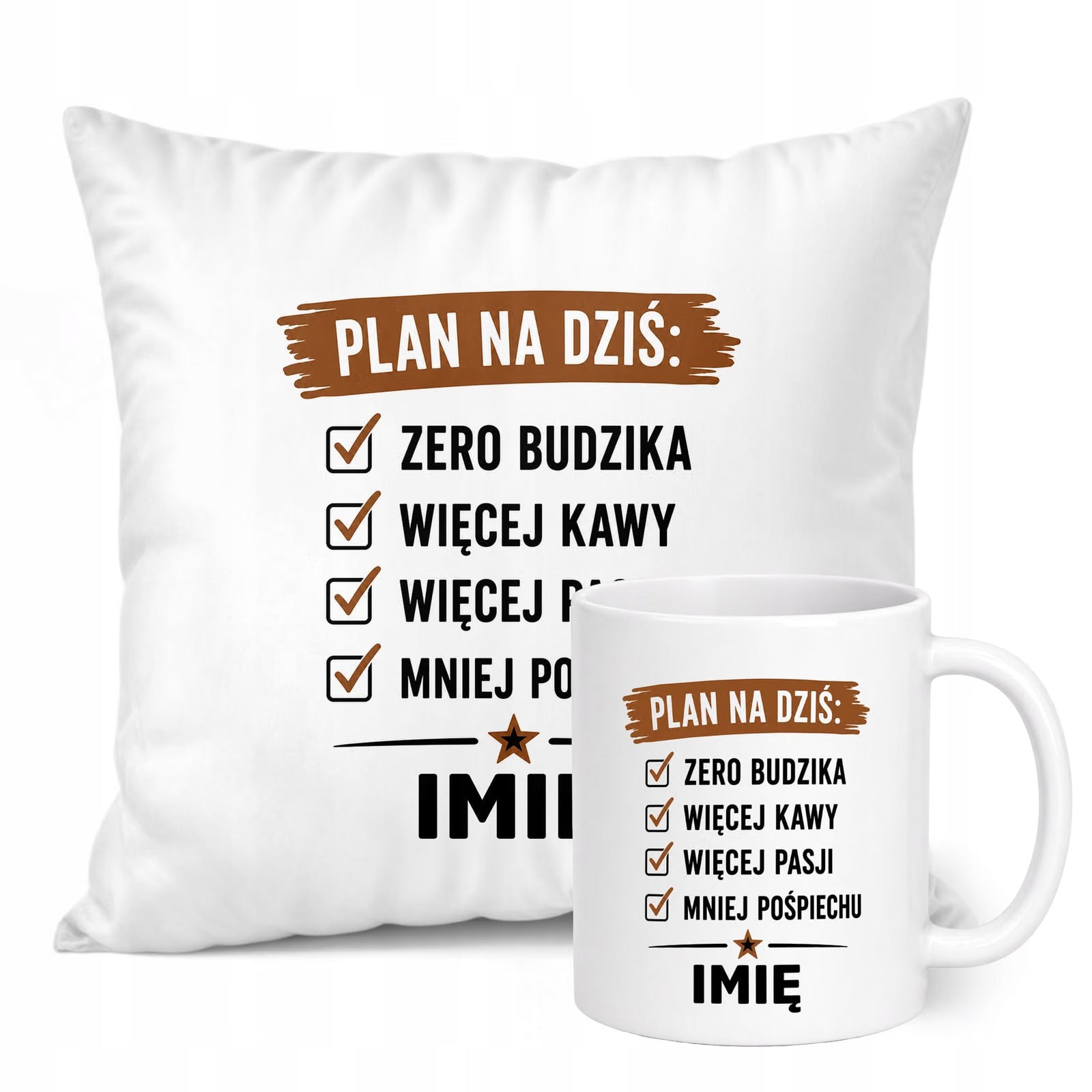 Zestaw Personalizowany Kubek Biały Poduszka Emerytura Dla Emeryta Prezent