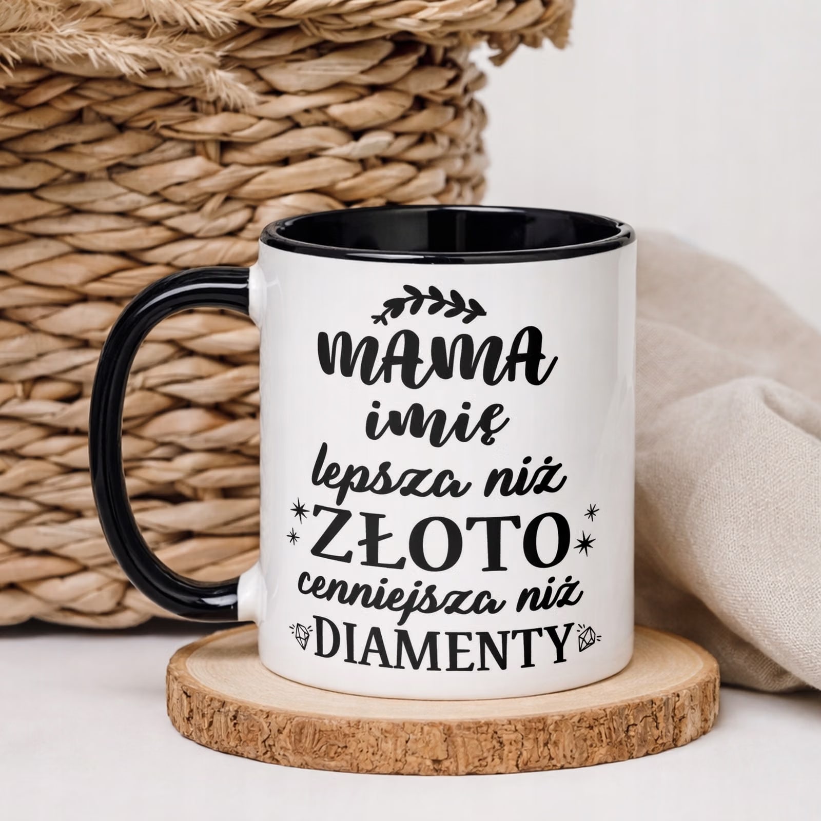 Kubek Czarny Personalizowany Dzień Matki Dla Mamy Prezent Upominek