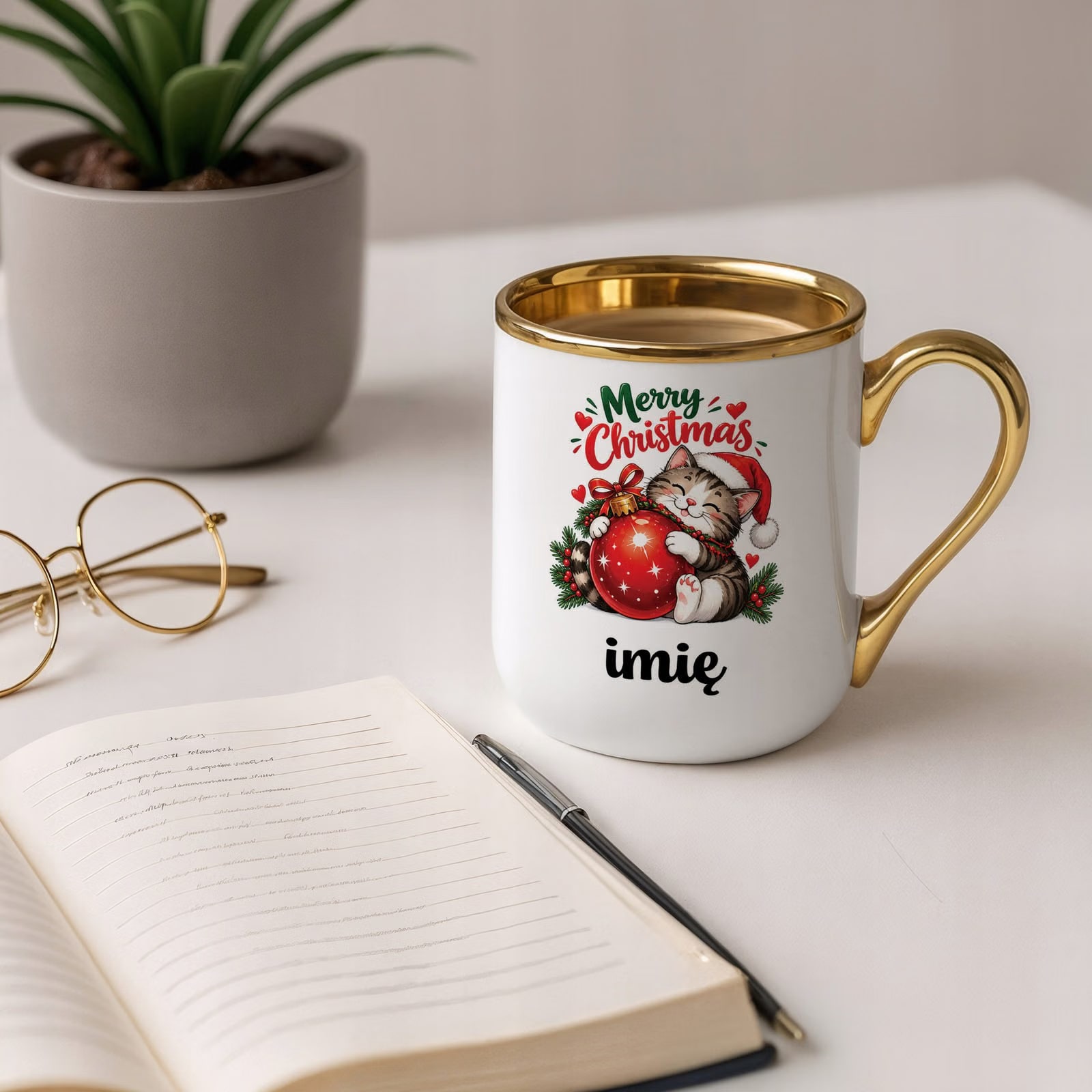 Kubek Personalizowany Premium Złoty Boże Narodzenie Święta Prezent