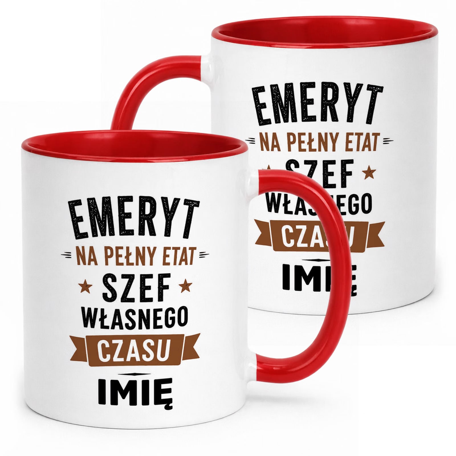 Kubek Czerwony Personalizowany z Nadrukiem Emerytura Dla Emeryta Prezent