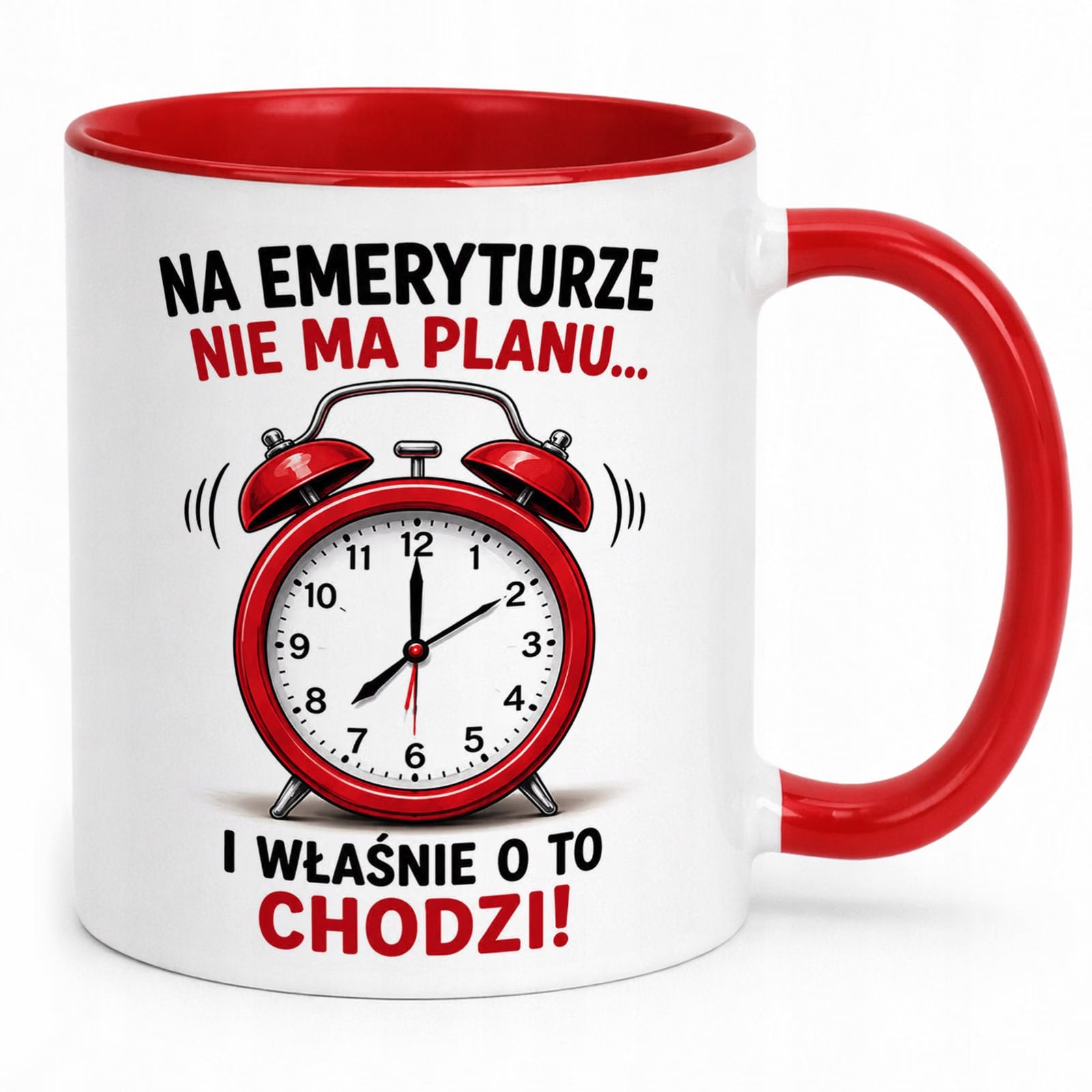 Kubek Czerwony z nadrukiem Emerytura Dla Emeryta Emerytki Upominek Prezent