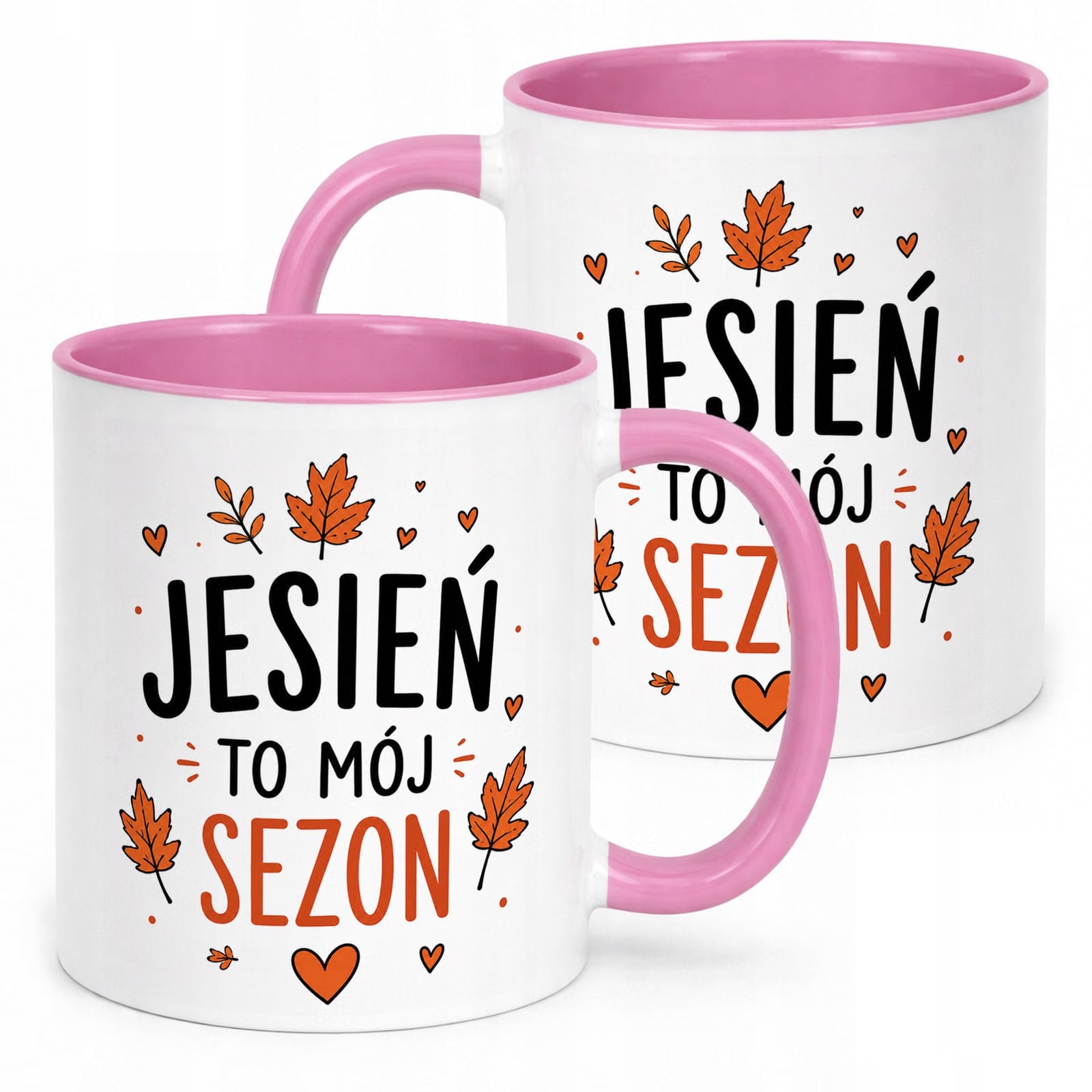 Różowy Kubek z nadrukiem Jesienny Jesień to mój sezon Prezent