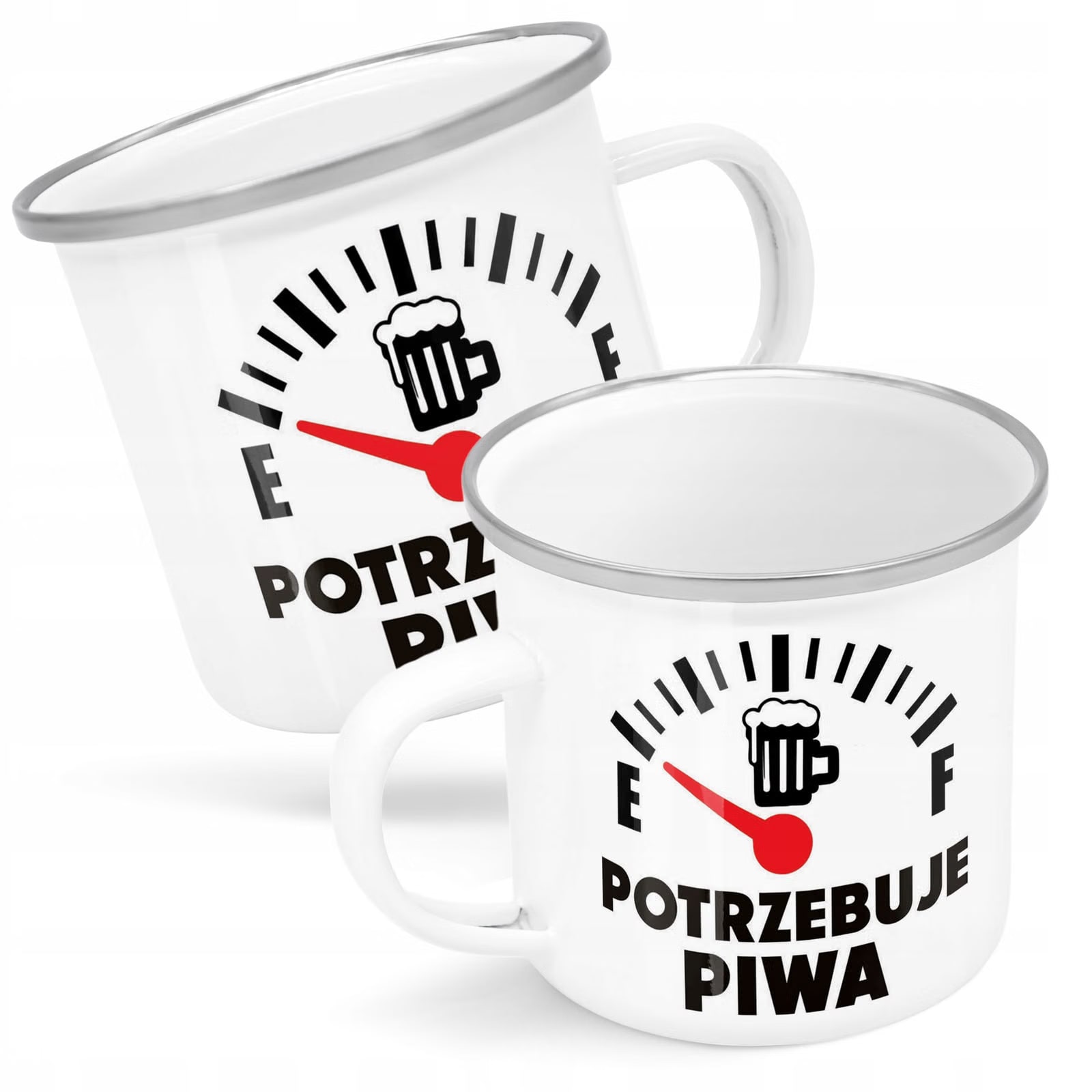 Kubek Emaliowany Nie Jestem Urocza Zabawny z Nadrukiem Biały Metalowy