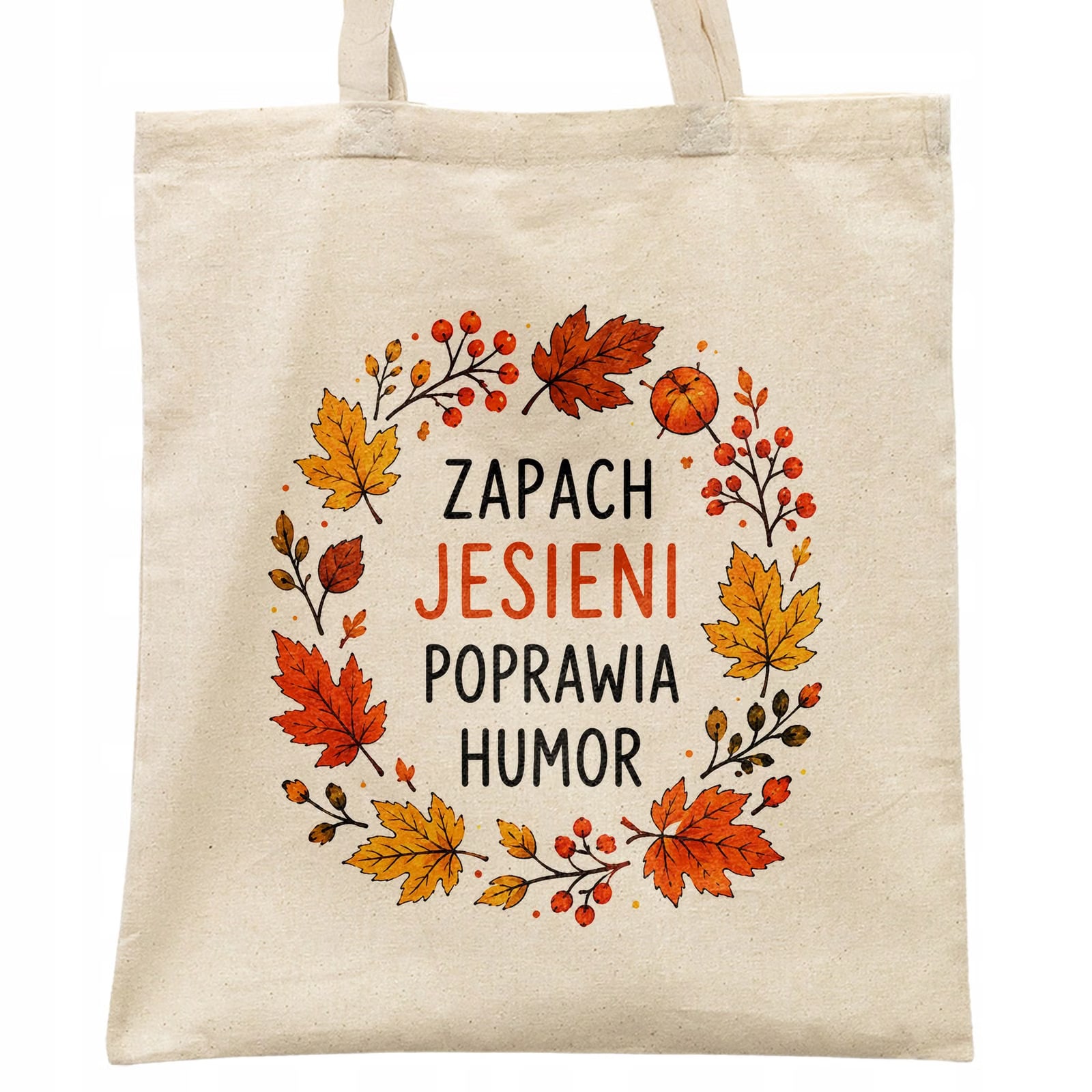 Torba shopper bawełniana jesień jesienna na zakupy z nadrukiem