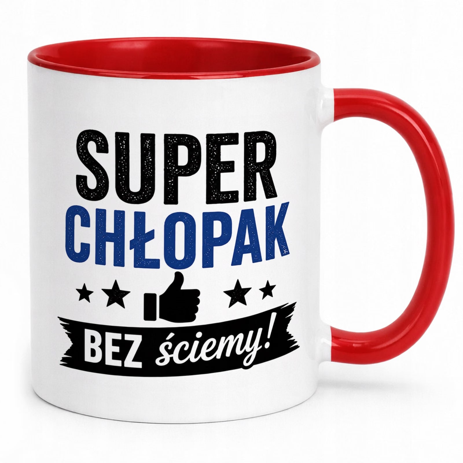Czerwony Kubek z nadrukiem Dzień Chłopaka Mężczyzny Upominek Prezent