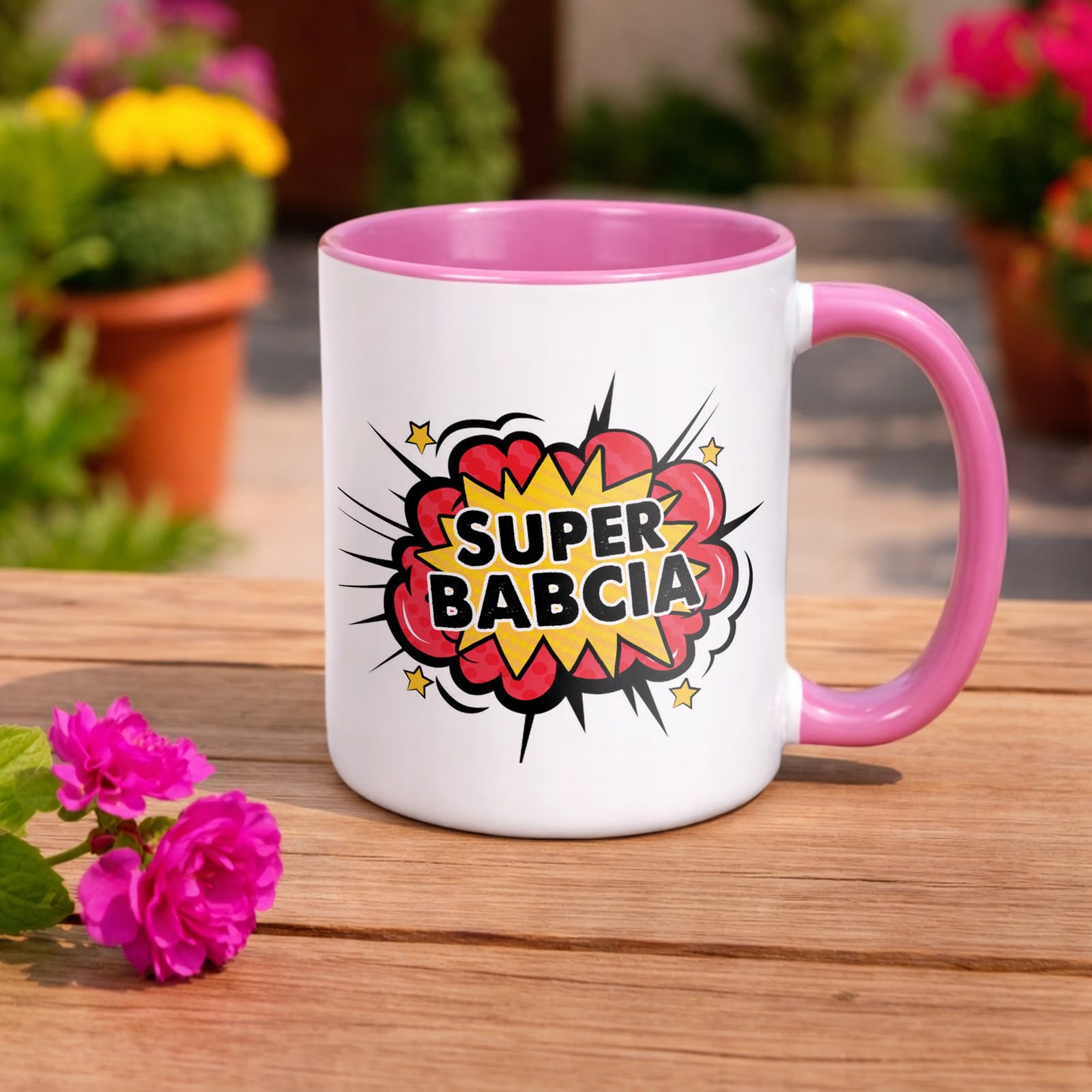 Kubek Różowy Dzień Babci Super Babcia Prezent Upominek