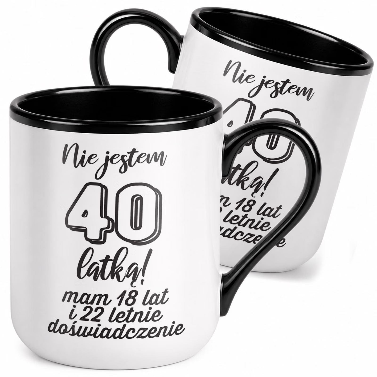 Kubek z nadrukiem Premium Czarny Na 40 Urodziny Upominek Prezent