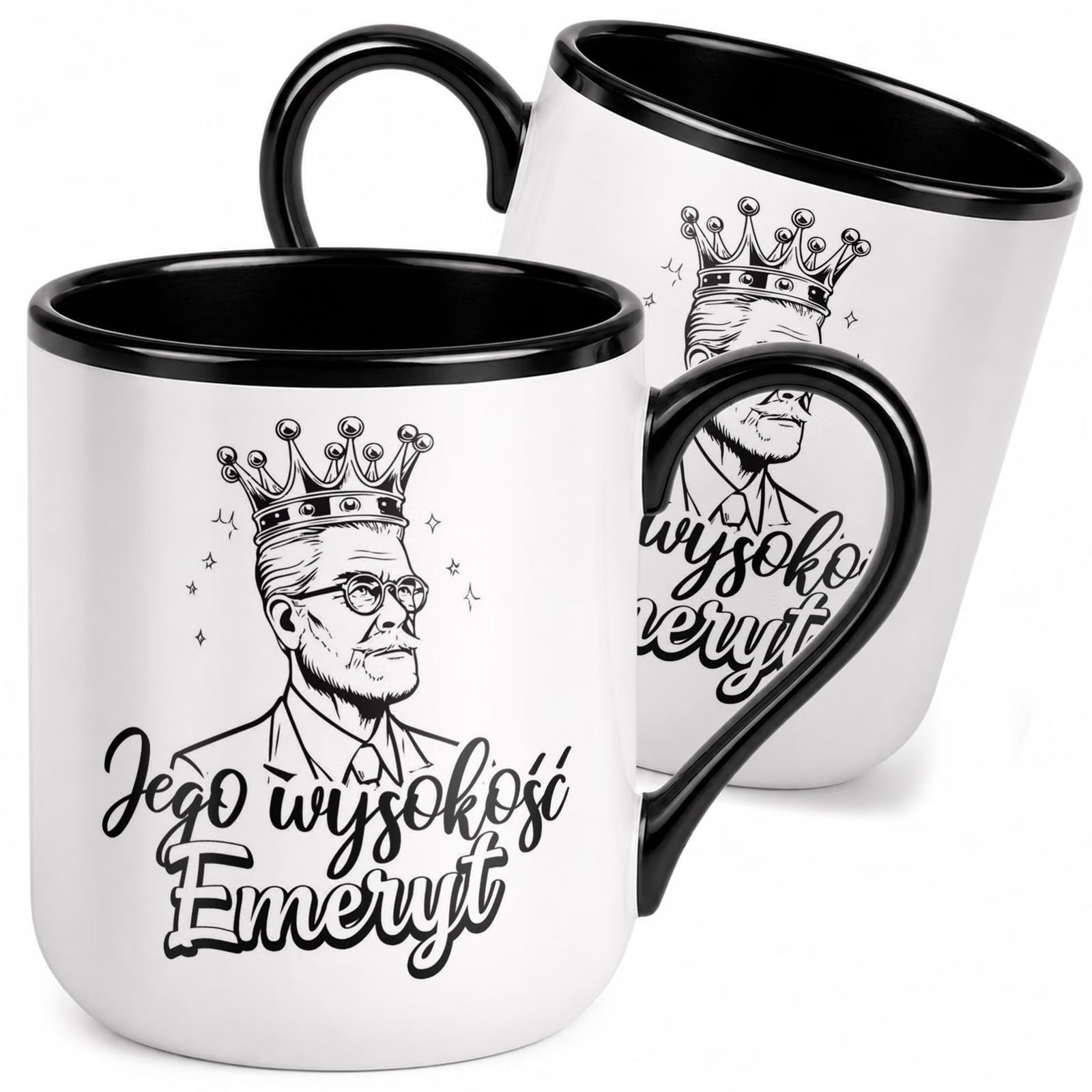 Kubek z nadrukiem Premium Czarny Emerytura Dla Emeryta Upominek Prezent