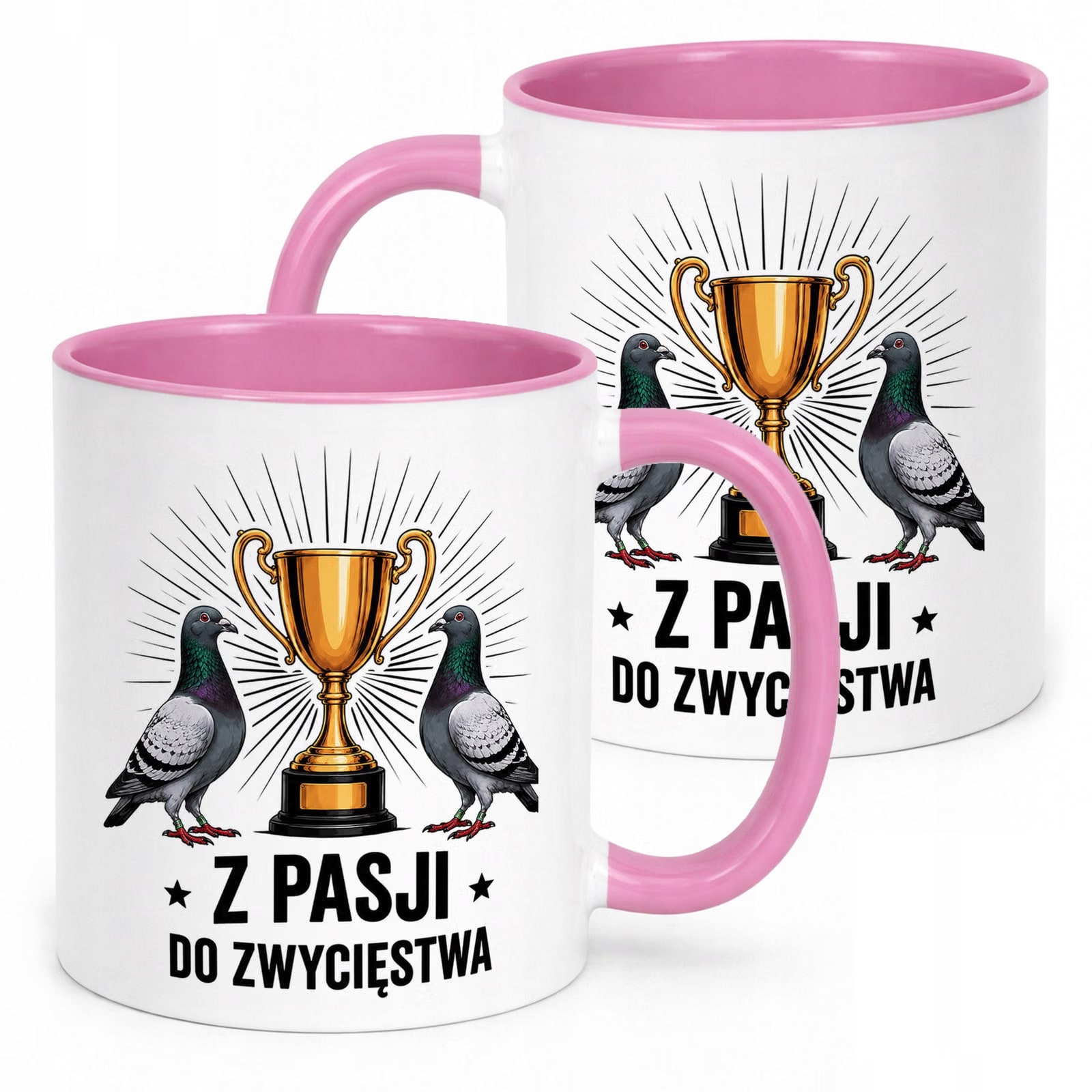 Różowy Kubek z nadrukiem Dla Gołębiarza Hodowcy Gołębi Upominek Prezent