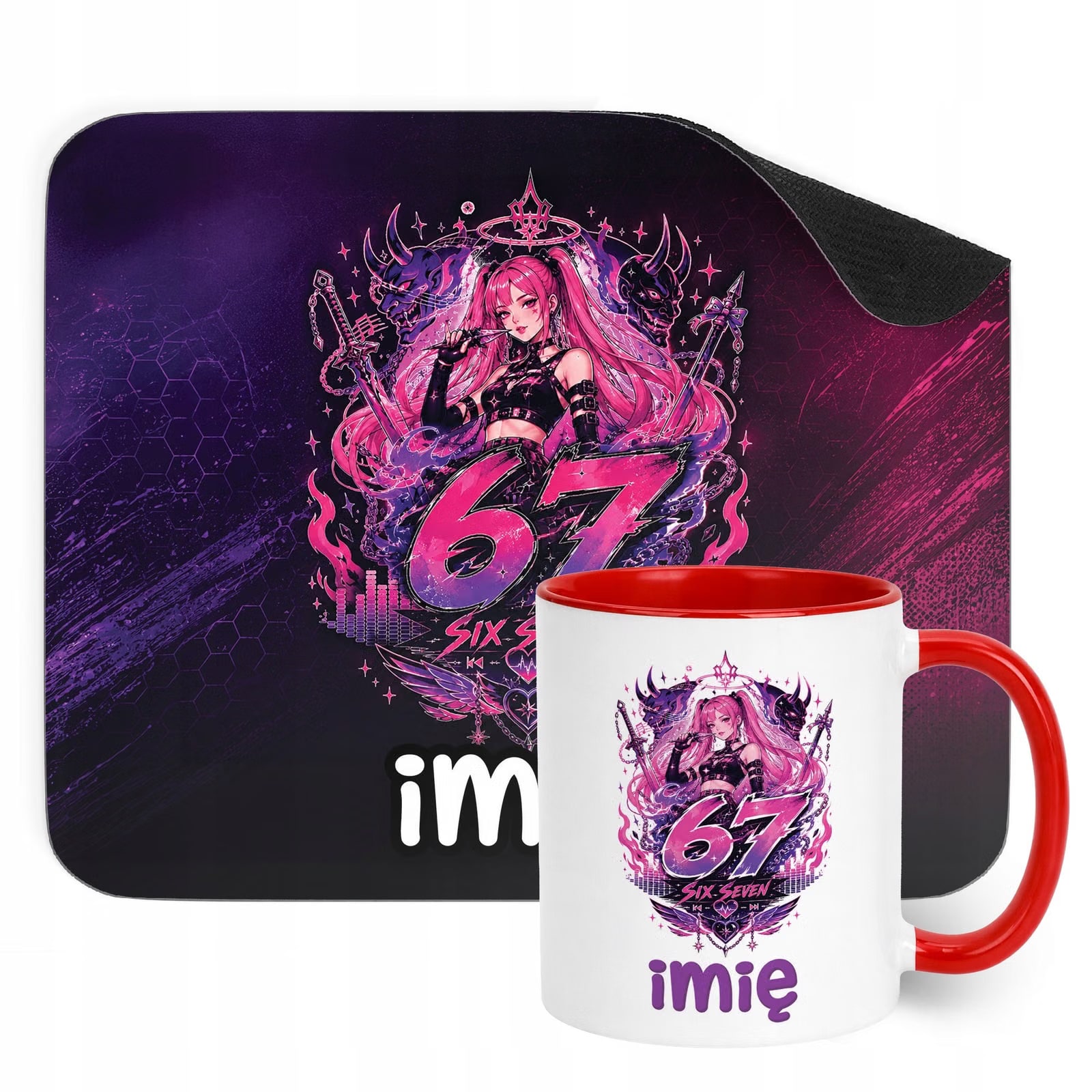 Zestaw personalizowany Kubek Czerwony Podkładka pod mysz Łowczynie Kpop 67