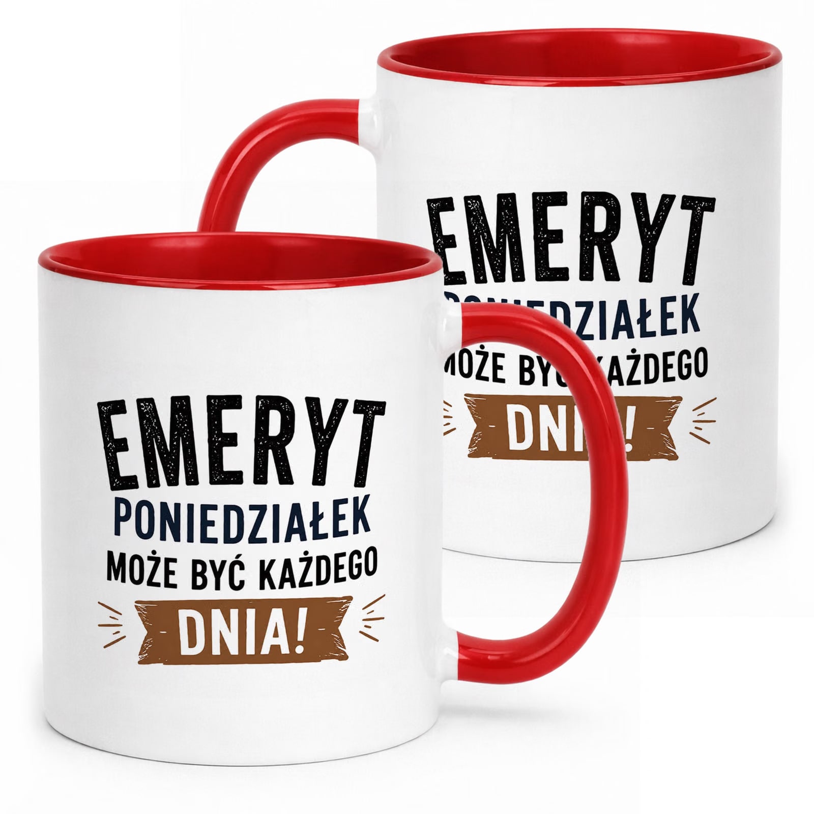 Kubek Czerwony z nadrukiem Emerytura Dla Emeryta Upominek Prezent