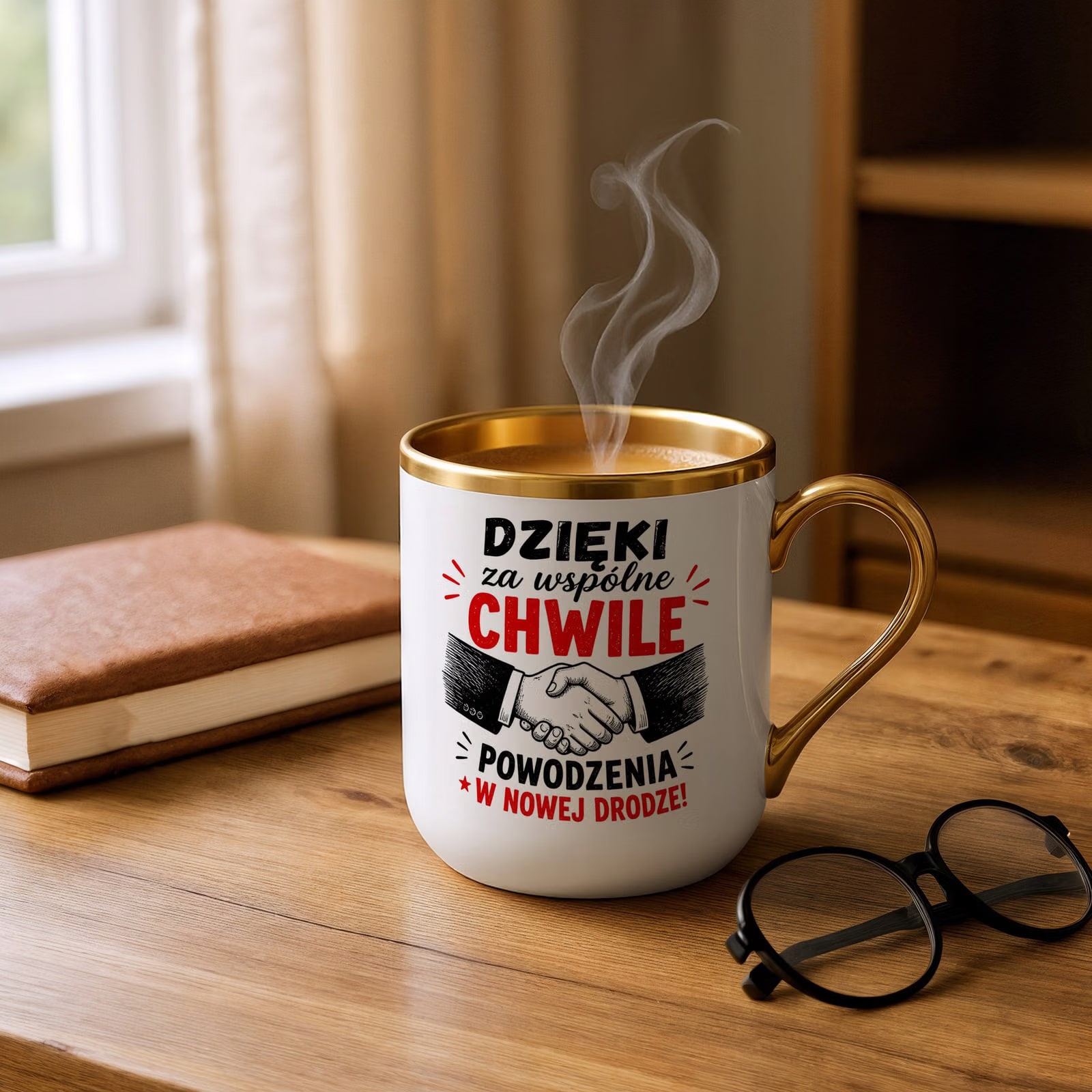 Kubek z nadrukiem Premium Złoty Pożegnanie Odejście z Pracy