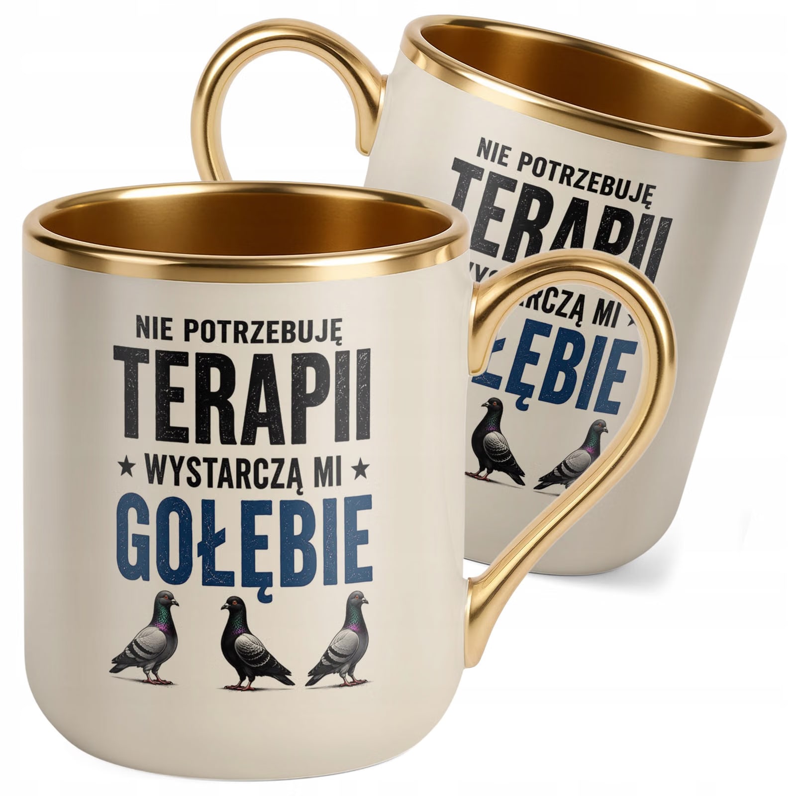 Kubek z nadrukiem Premium Złoty Ecru Dla Gołębiarza Hodowcy Gołębi Prezent