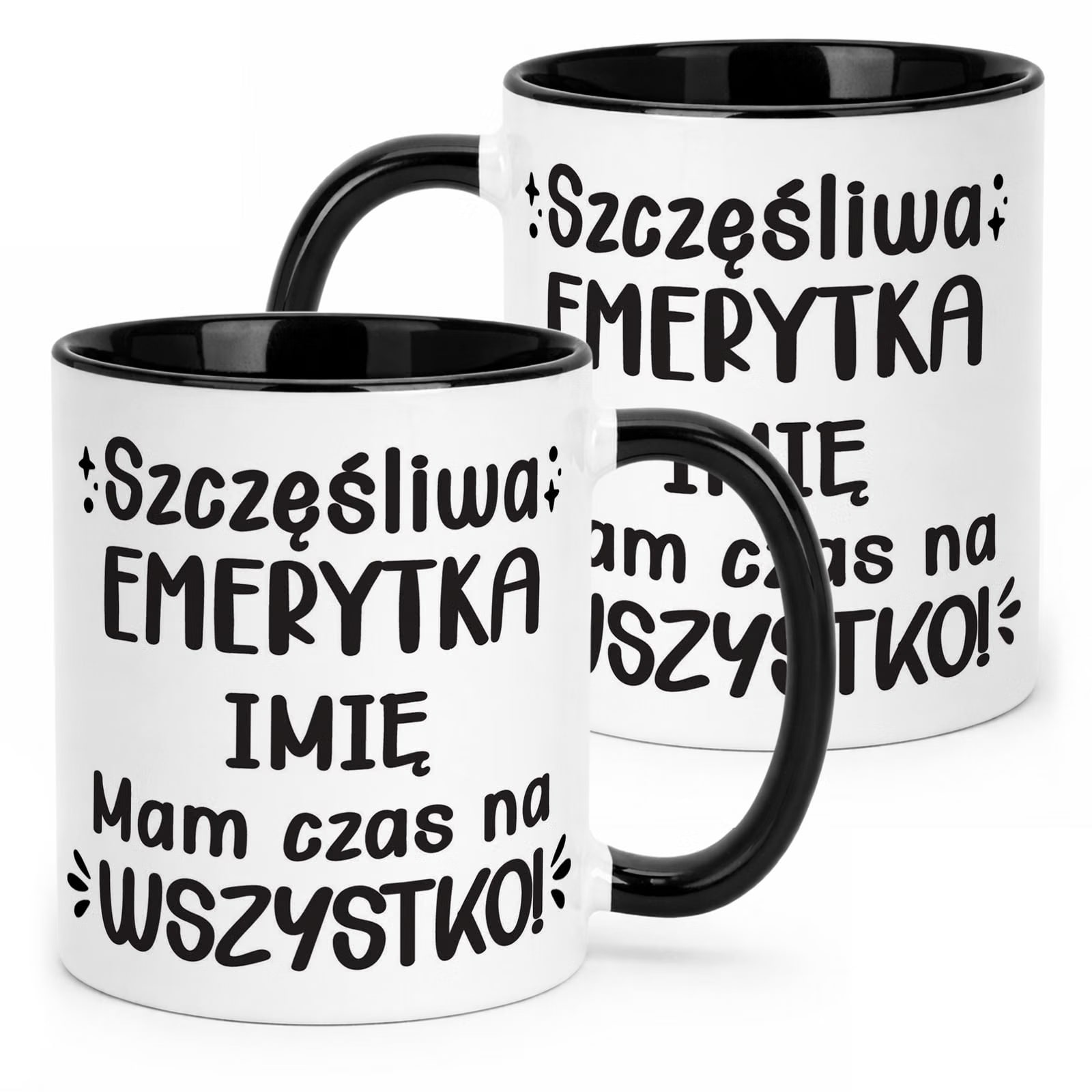 Kubek Czarny Personalizowany z okazji Emerytury Dla Emerytki Prezent