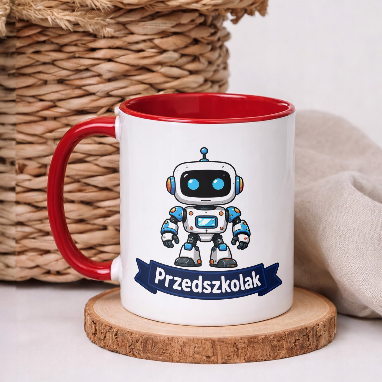 Kubek Czerwony z nadrukiem Przedszkolak Szkoła Dla Dzieci Prezent