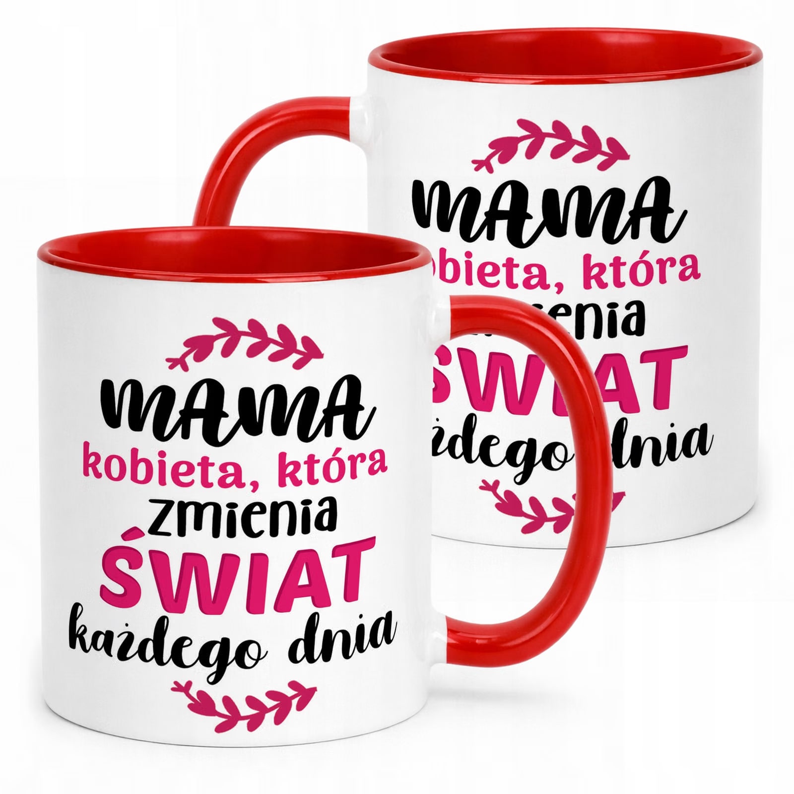 Kubek Czerwony Dzień Matki Dla Mamy Prezent Kobieta Która Zmienia Świat