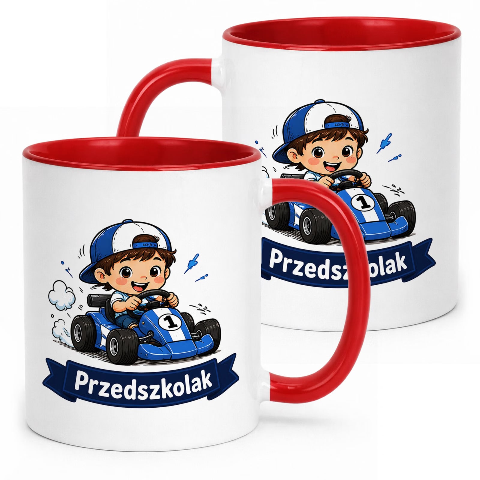 Kubek Czerwony z nadrukiem Przedszkolak Szkoła Dla Dzieci Prezent
