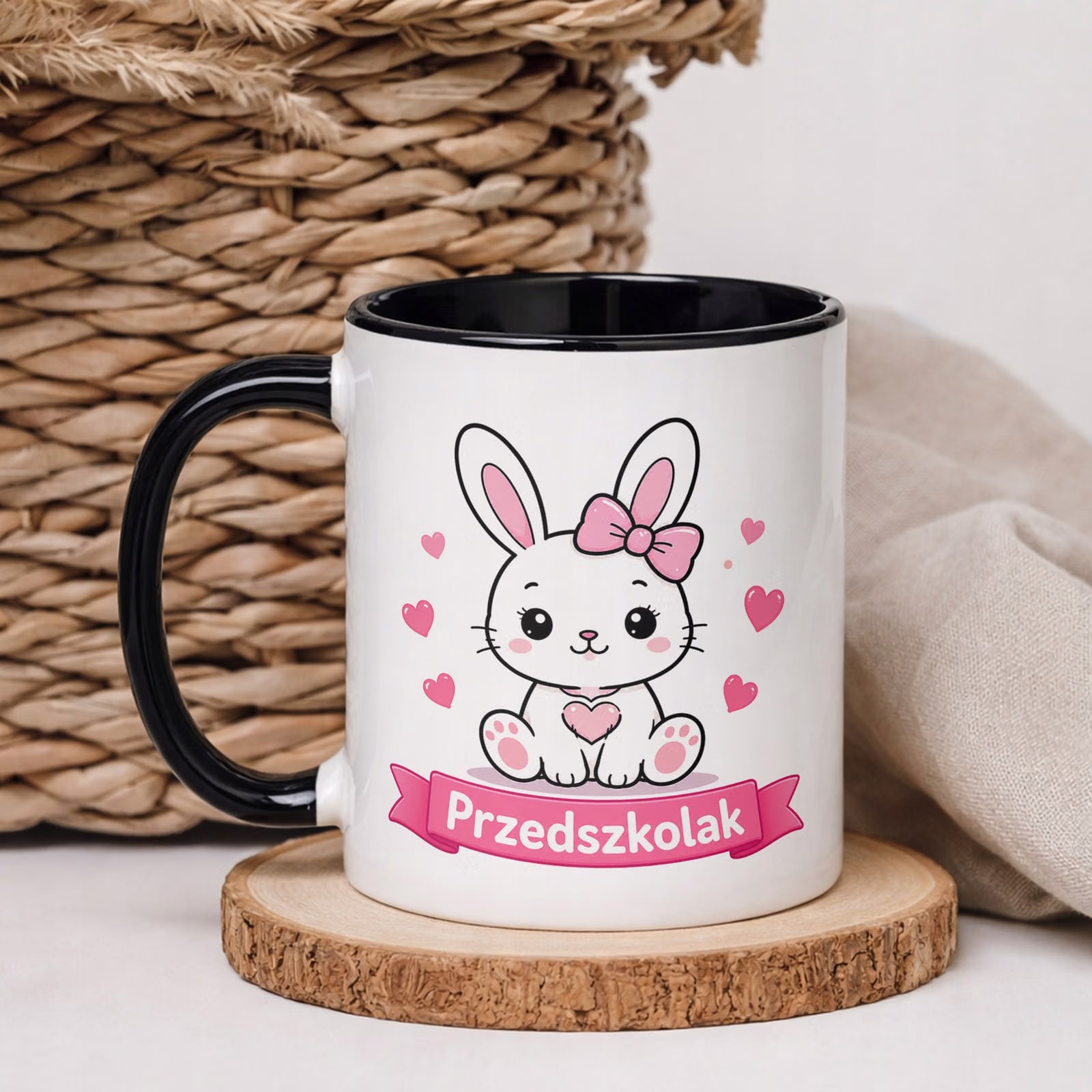 Kubek Czarny z nadrukiem Przedszkolak Szkoła Dla Dzieci Prezent
