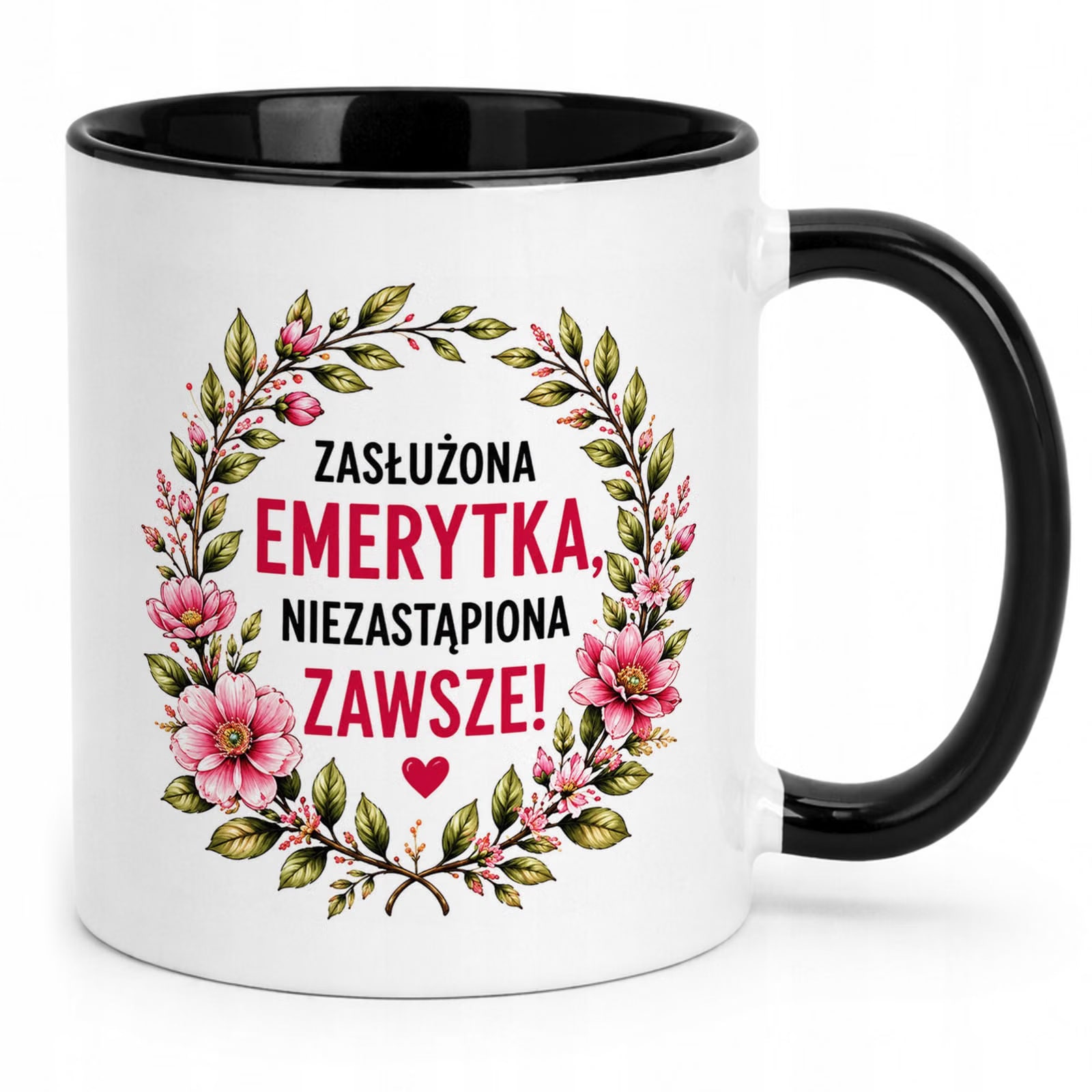 Kubek Czarny z nadrukiem Emerytura Dla Emerytki Upominek Prezent