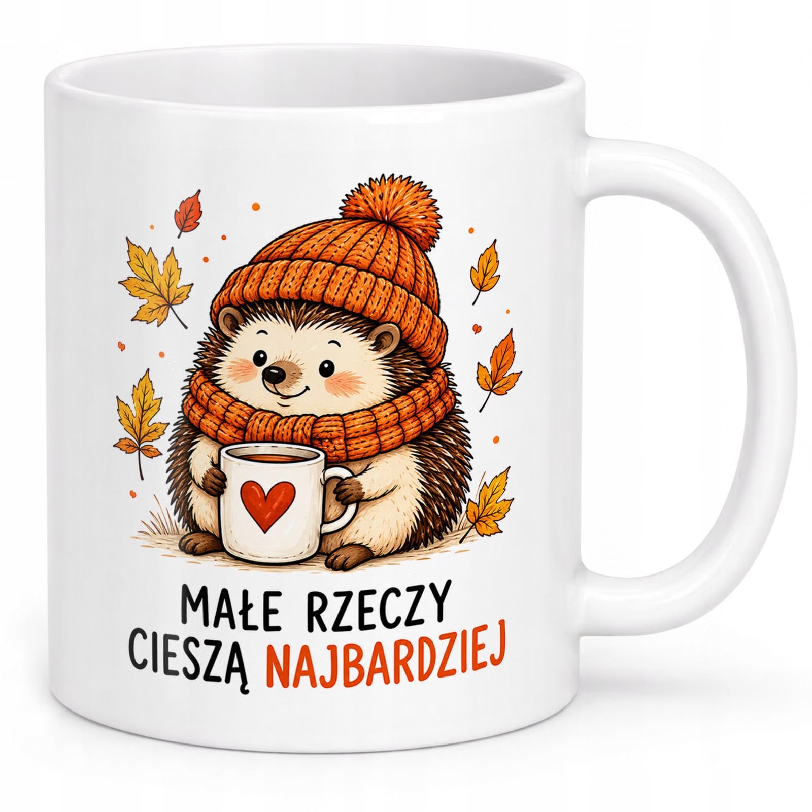 Zestaw Kubek Biały Torba Shopper Ecru Z Nadrukiem Jesień Jesienny Prezent