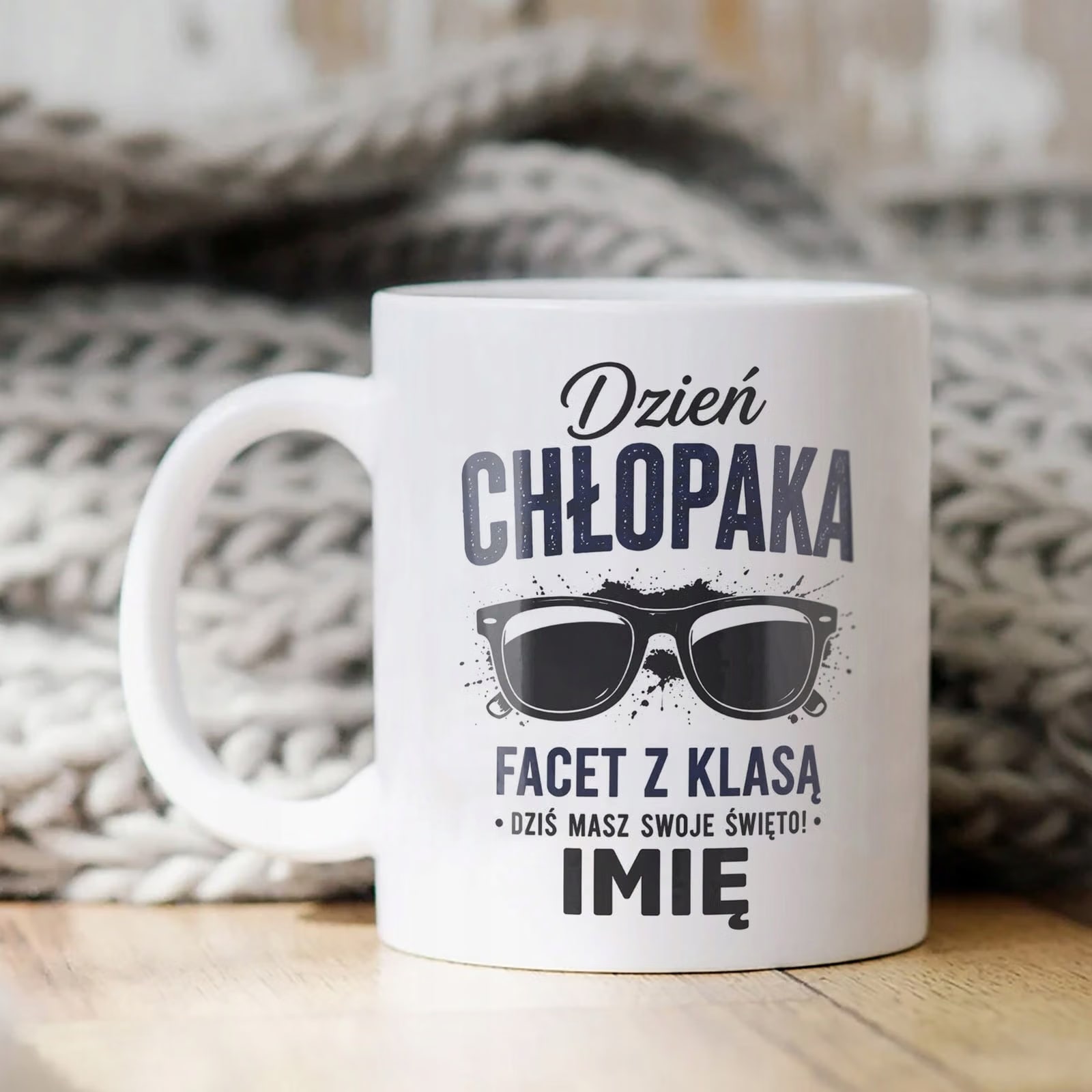 Biały Kubek personalizowany z nadrukiem Dzień Chłopaka Dla Mężczyzny