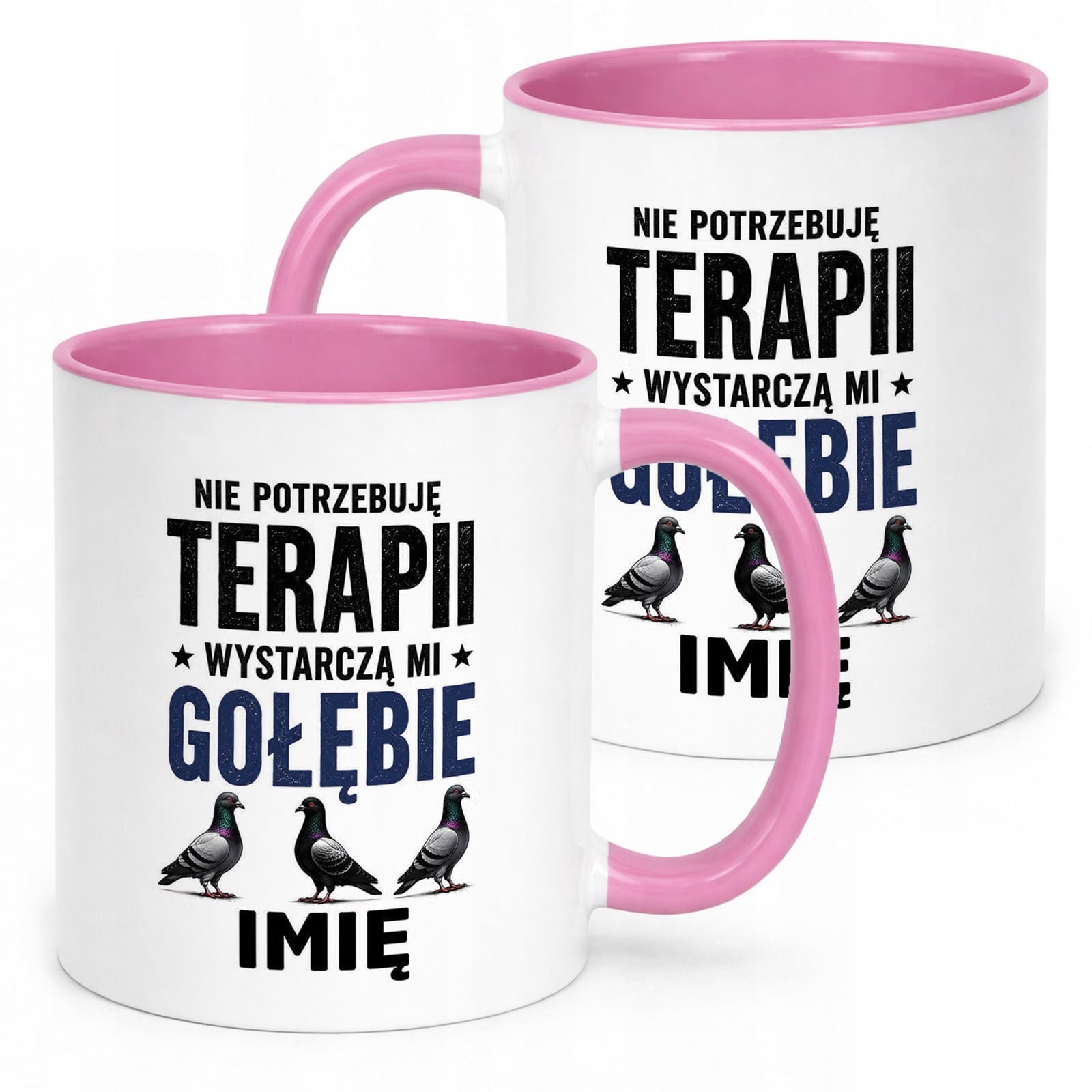 Różowy Kubek Personalizowany z nadrukiem Dla Gołębiarza Upominek Prezent