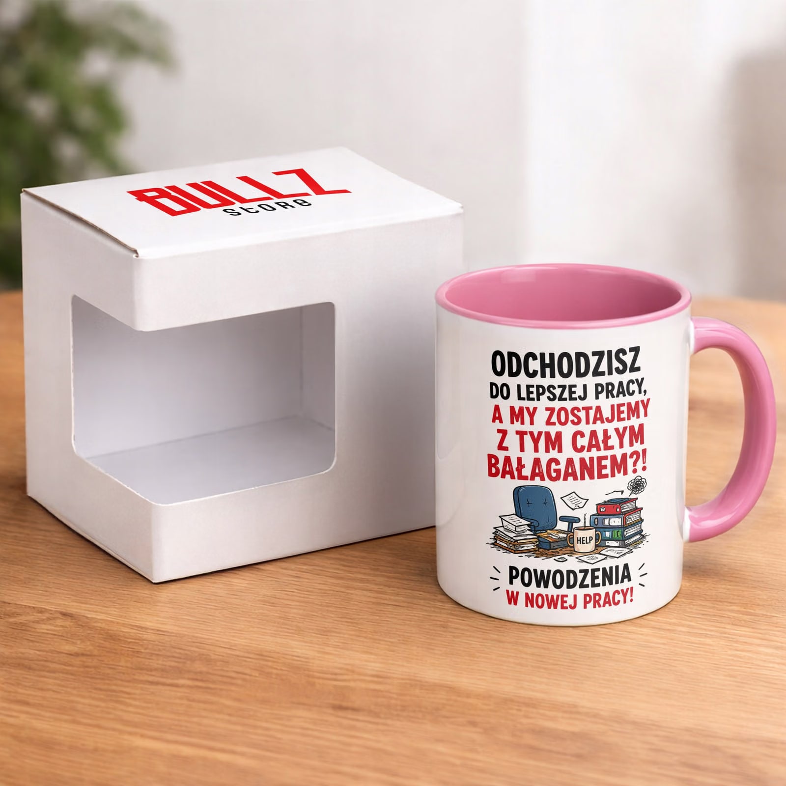 Kubek Różowy z nadrukiem Pożegnanie Odejście z Pracy Upominek Prezent