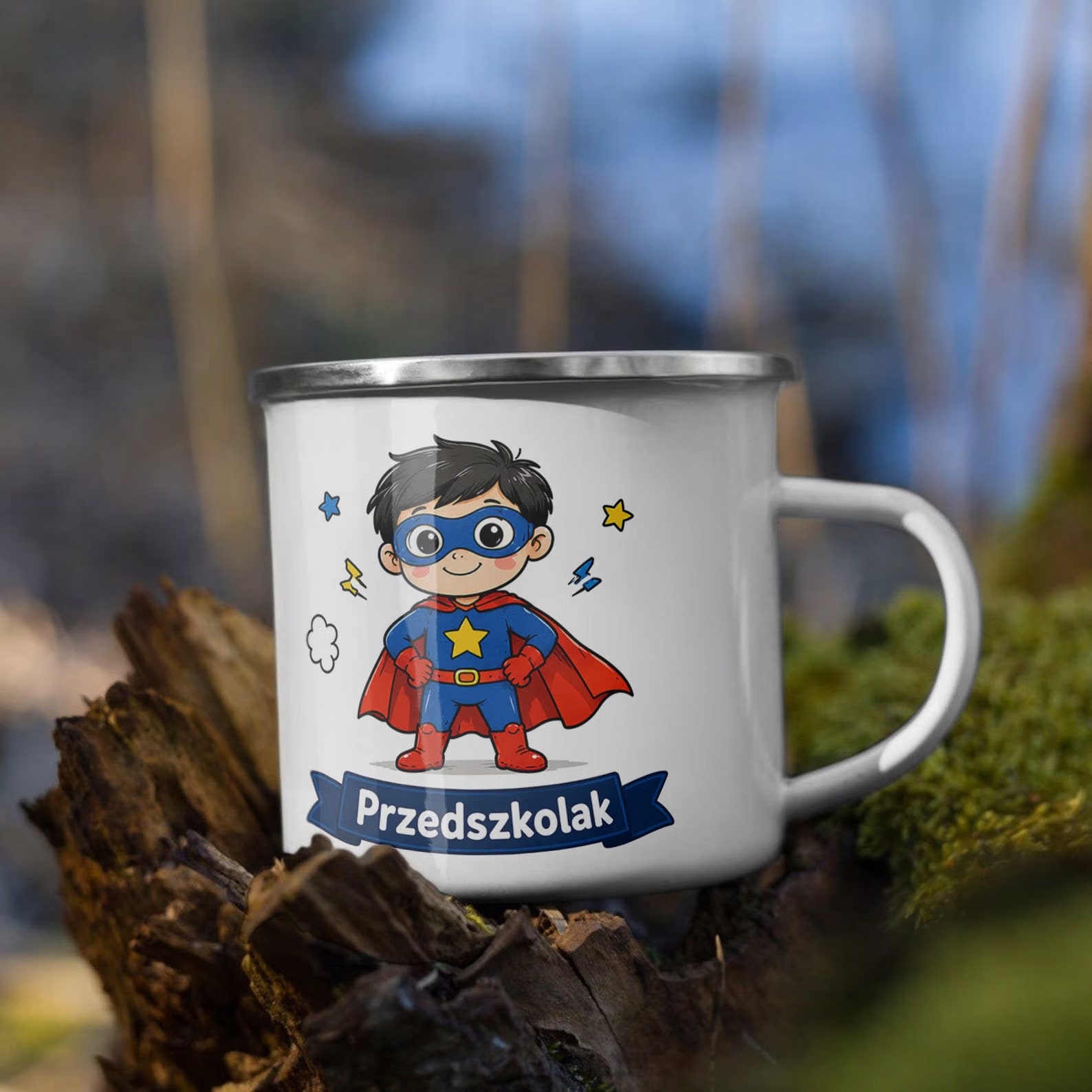 Zestaw Plecak Worek Kubek Emaliowany Z Nadrukiem Przedszkolak Szkoła