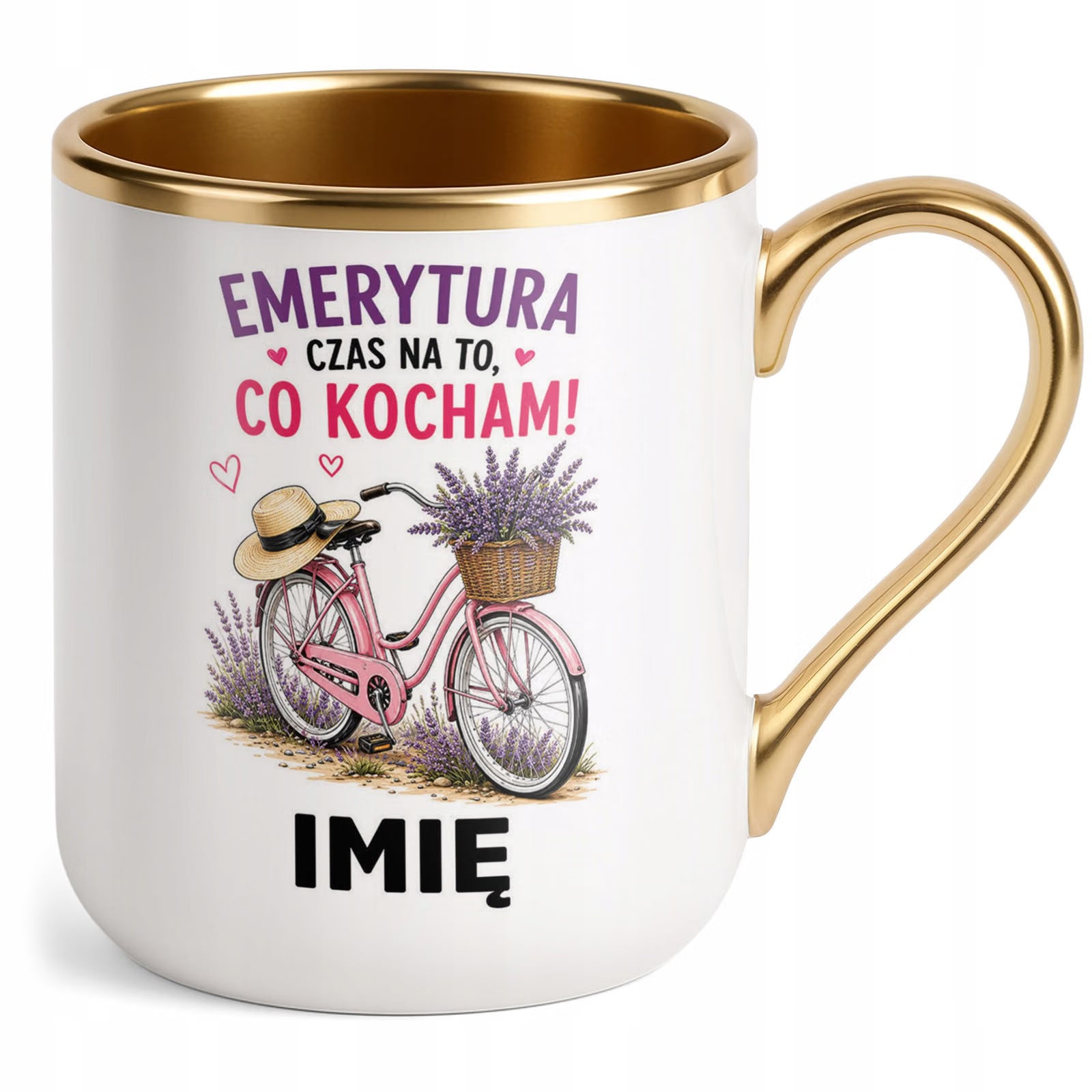 Kubek Personalizowany z nadrukiem Premium Złoty Emerytura Prezent