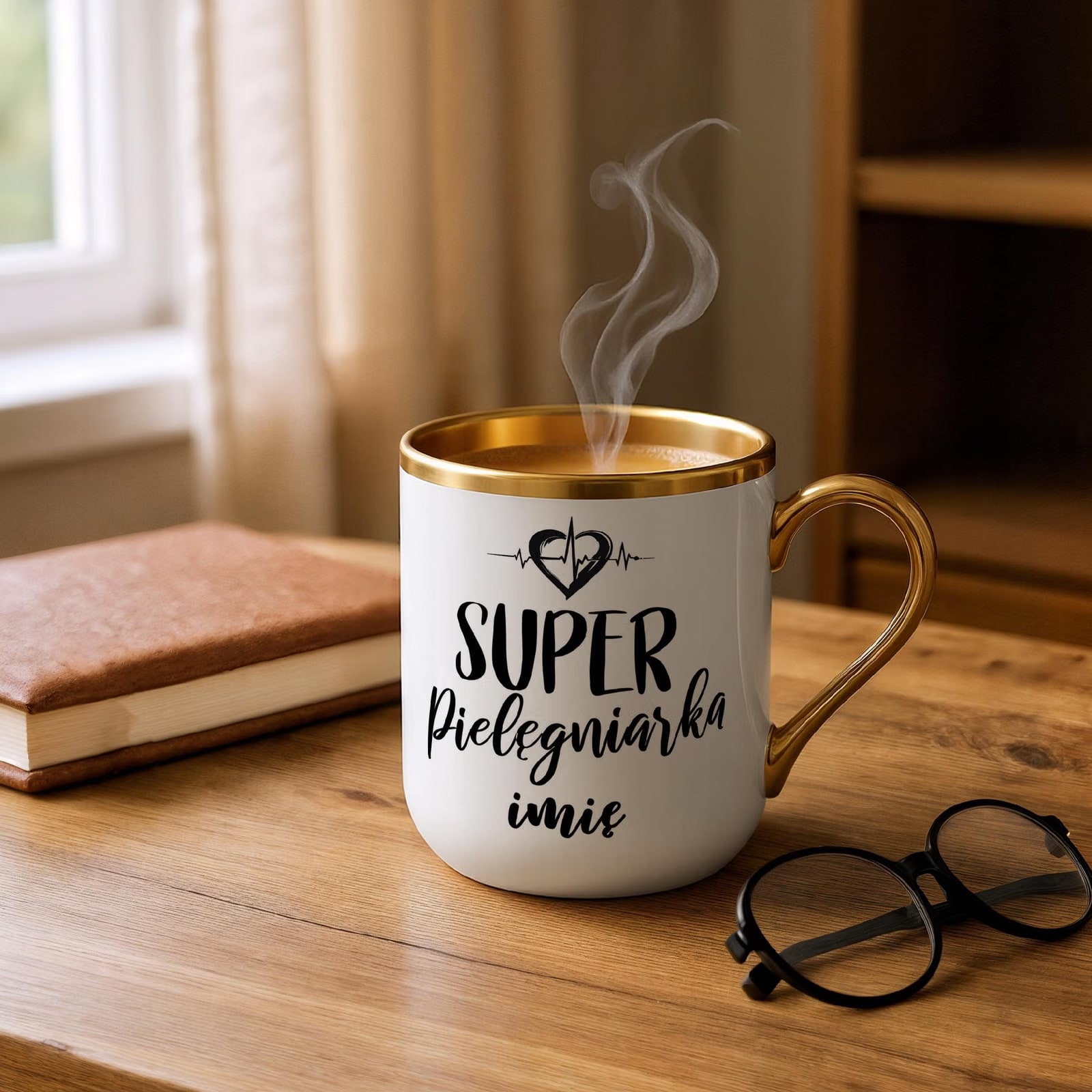 Kubek Premium Złoty Personalizowany Super Pielęgniarka Prezent Upominek