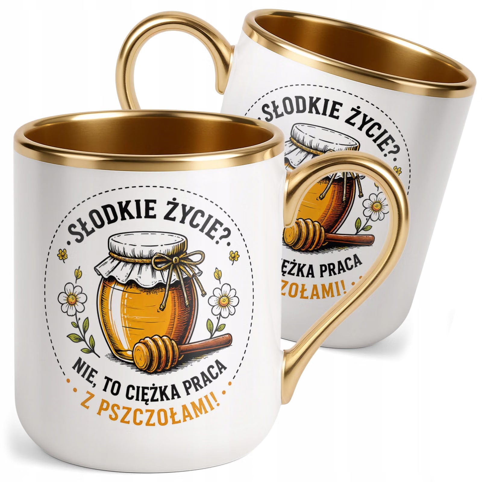 Kubek z nadrukiem Premium Złoty Dla Pszczelarza Szef Pasieki Prezent