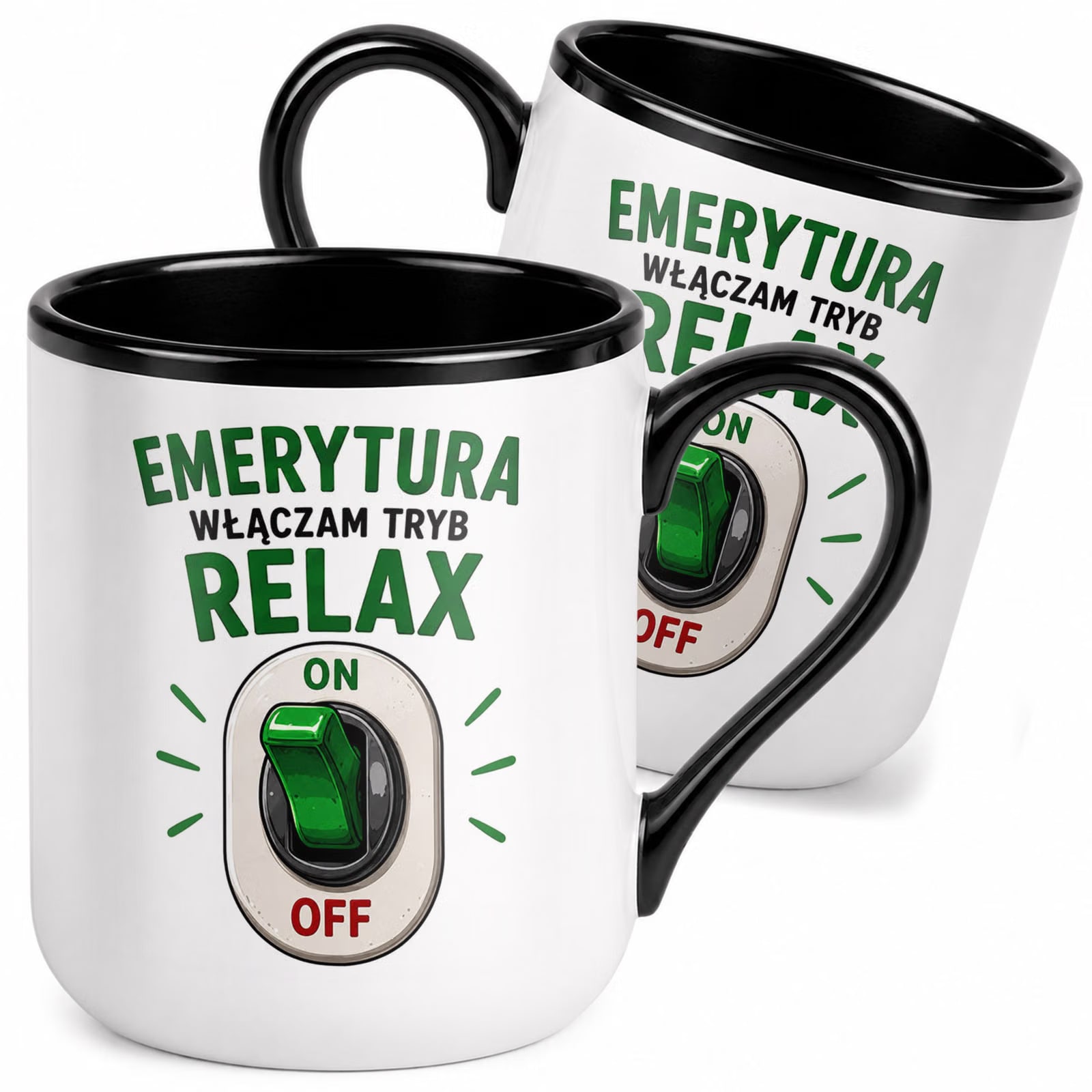 Kubek z nadrukiem Premium Czarny Emerytura Dla Emeryta Upominek Prezent