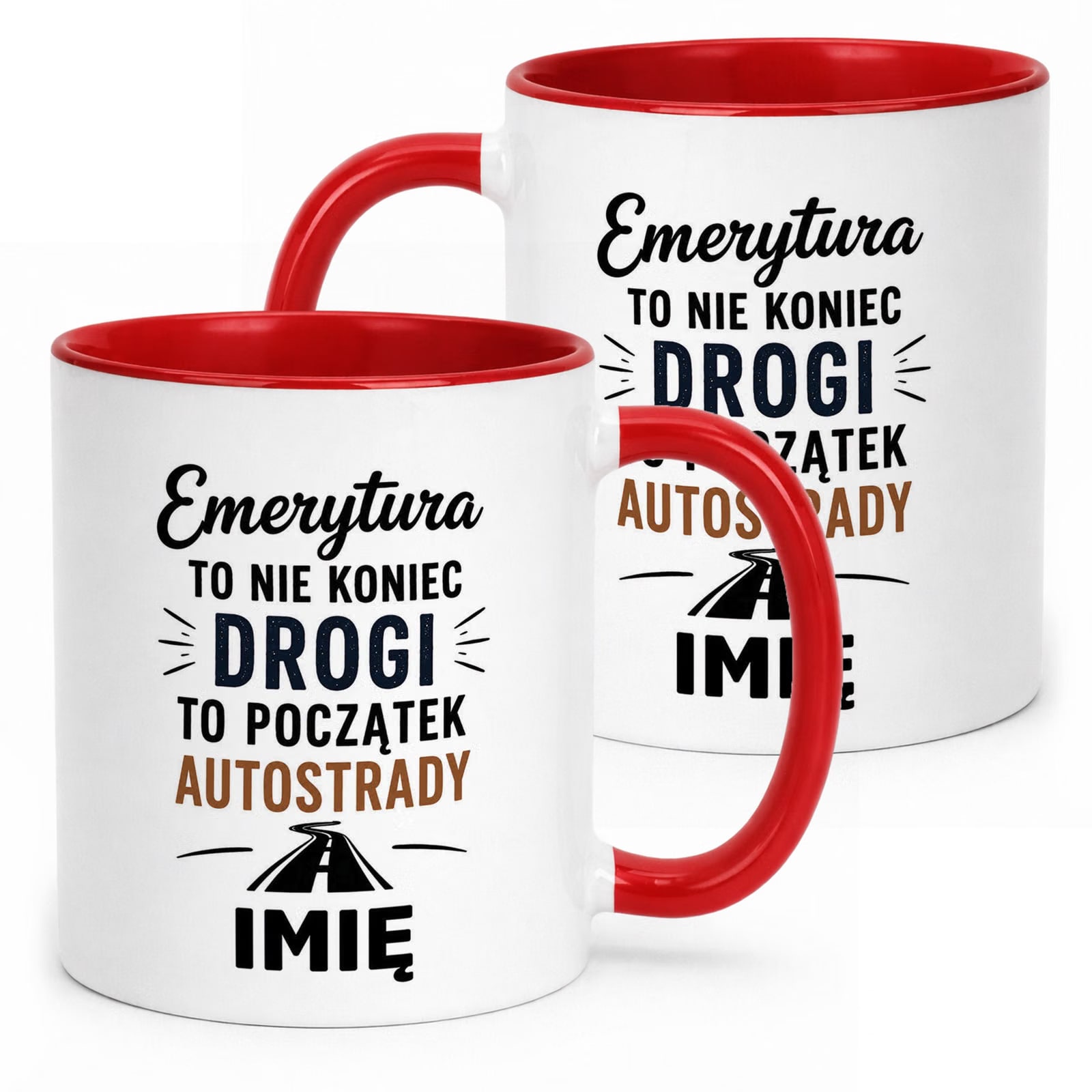 Kubek Czerwony Personalizowany z Nadrukiem Emerytura Dla Emeryta Prezent