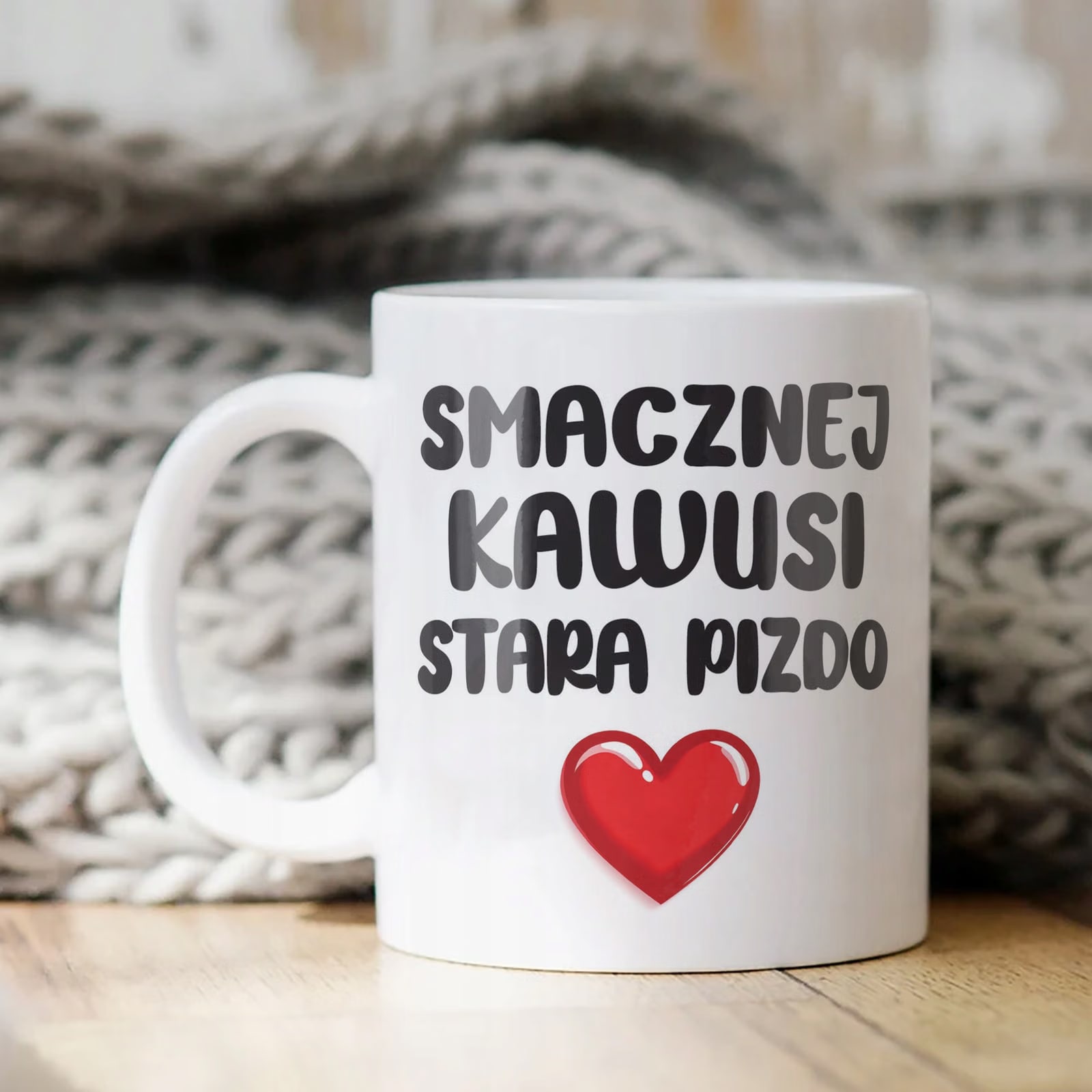 Kubek ceramiczny Smacznej Kawusi Stara Piz*o Śmieszny Zabawny Prezent