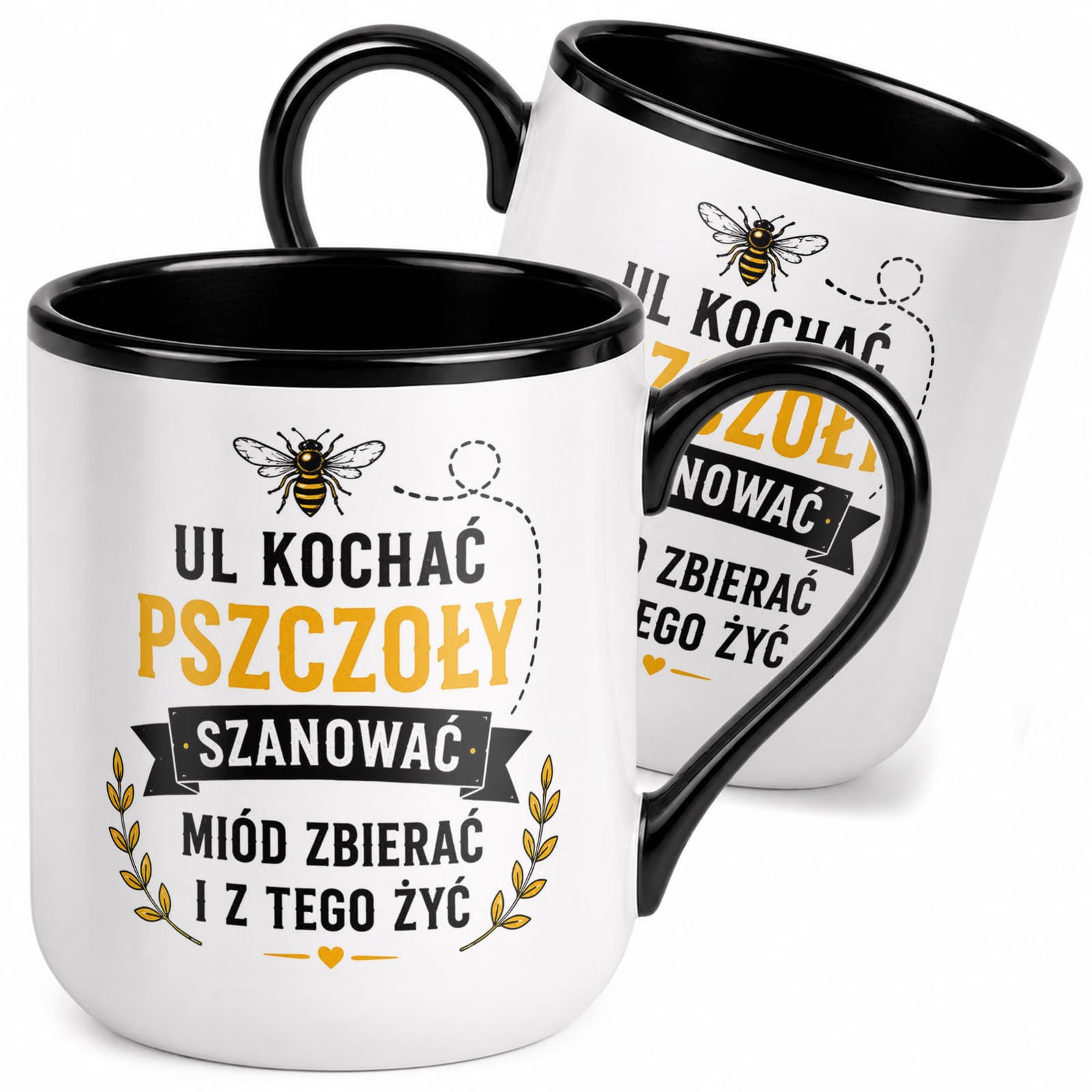 Kubek z nadrukiem Premium Czarny Dla Pszczelarza Szef Pasieki Prezent