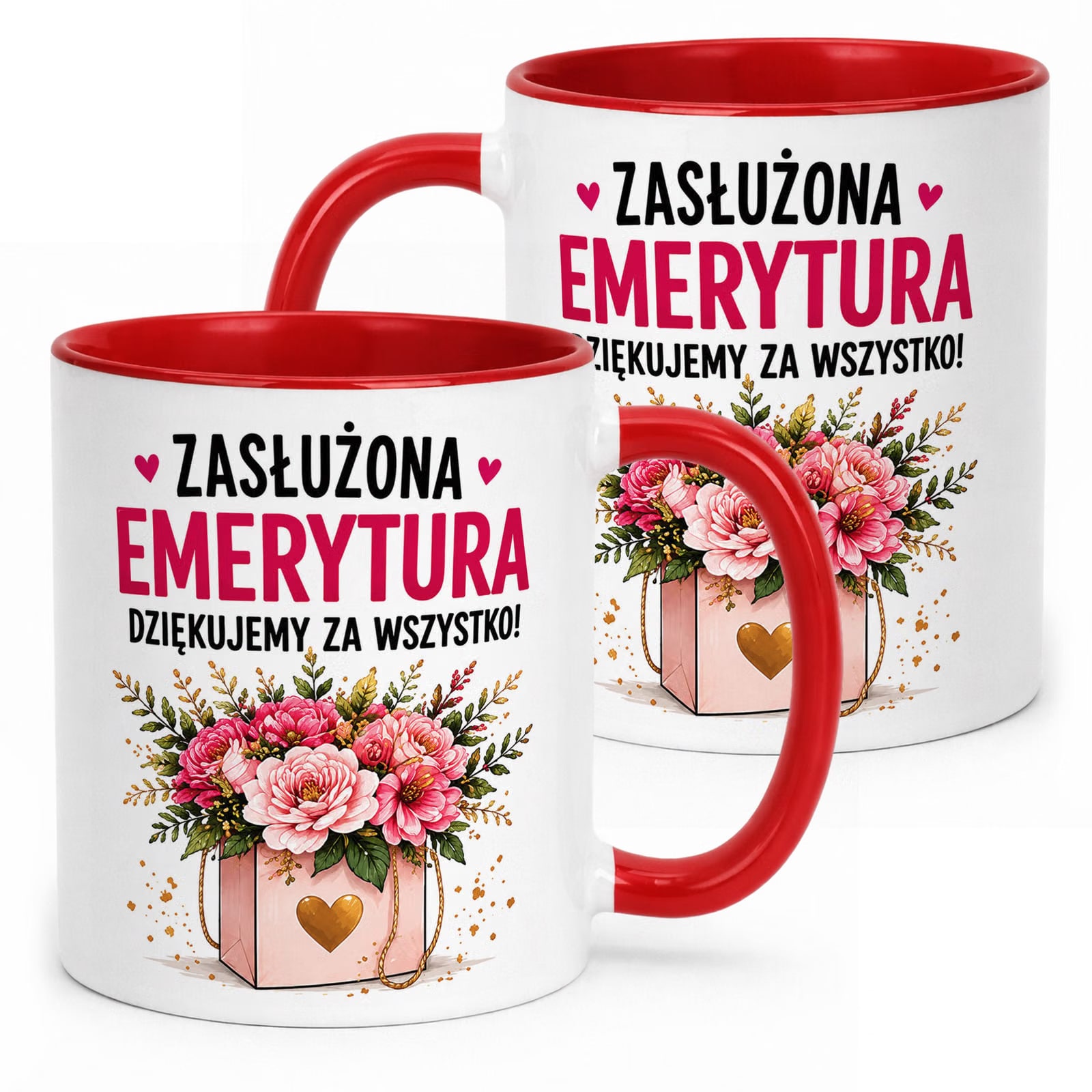 Kubek Czerwony z nadrukiem Emerytura Dla Emerytki Upominek Prezent