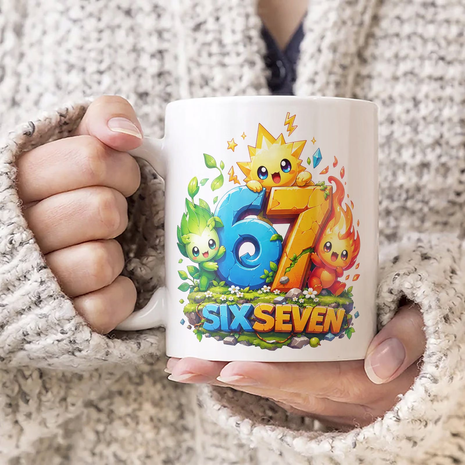 Zestaw Kubek Biały Poduszka Z Nadrukiem SIX SEVEN 67 Prezent
